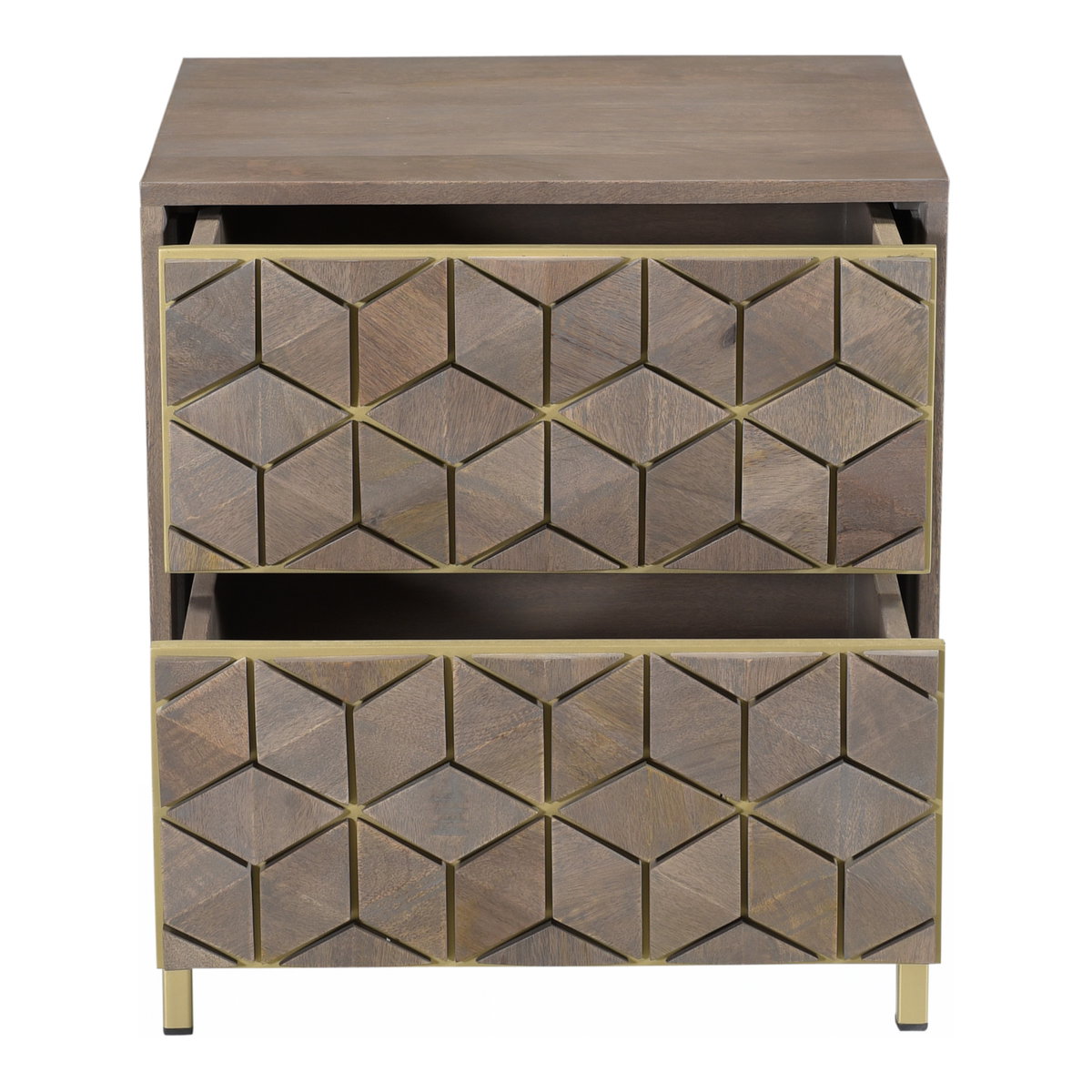 Corolla Nightstand Light Grey, by Moe's Home, 20" width x 22" height x 16" depth View 2