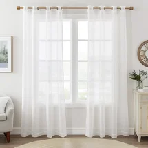 Online Designer Bedroom Diyon Solid Color Sheer Grommet Curtain Panels (Set of 2)