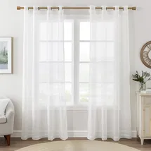 Online Designer Bedroom Diyon Solid Color Sheer Grommet Curtain Panels (Set of 2)