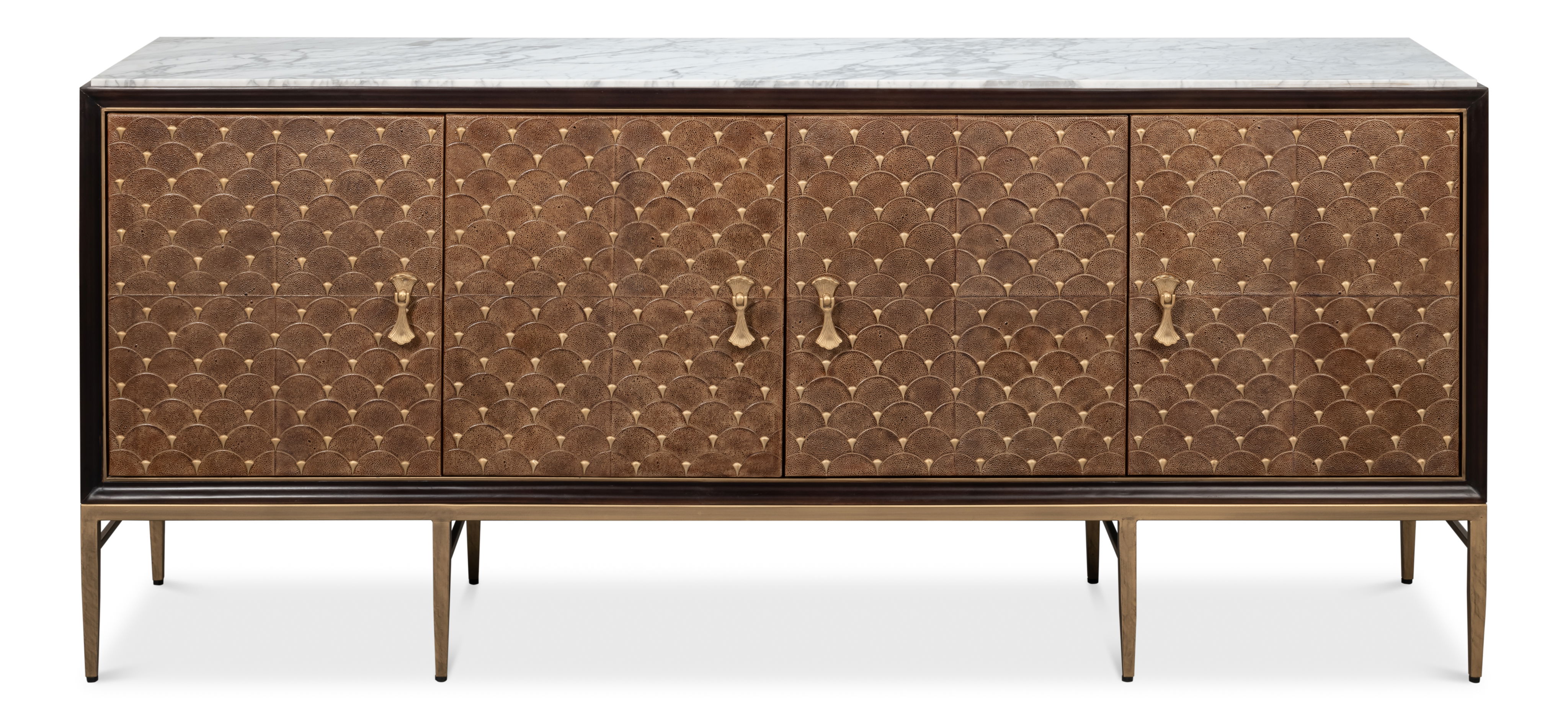 Palisade Shagreen Credenza, Cabinets & Sideboard by Sarreid, 80" length x 19" width x 34" height View 2
