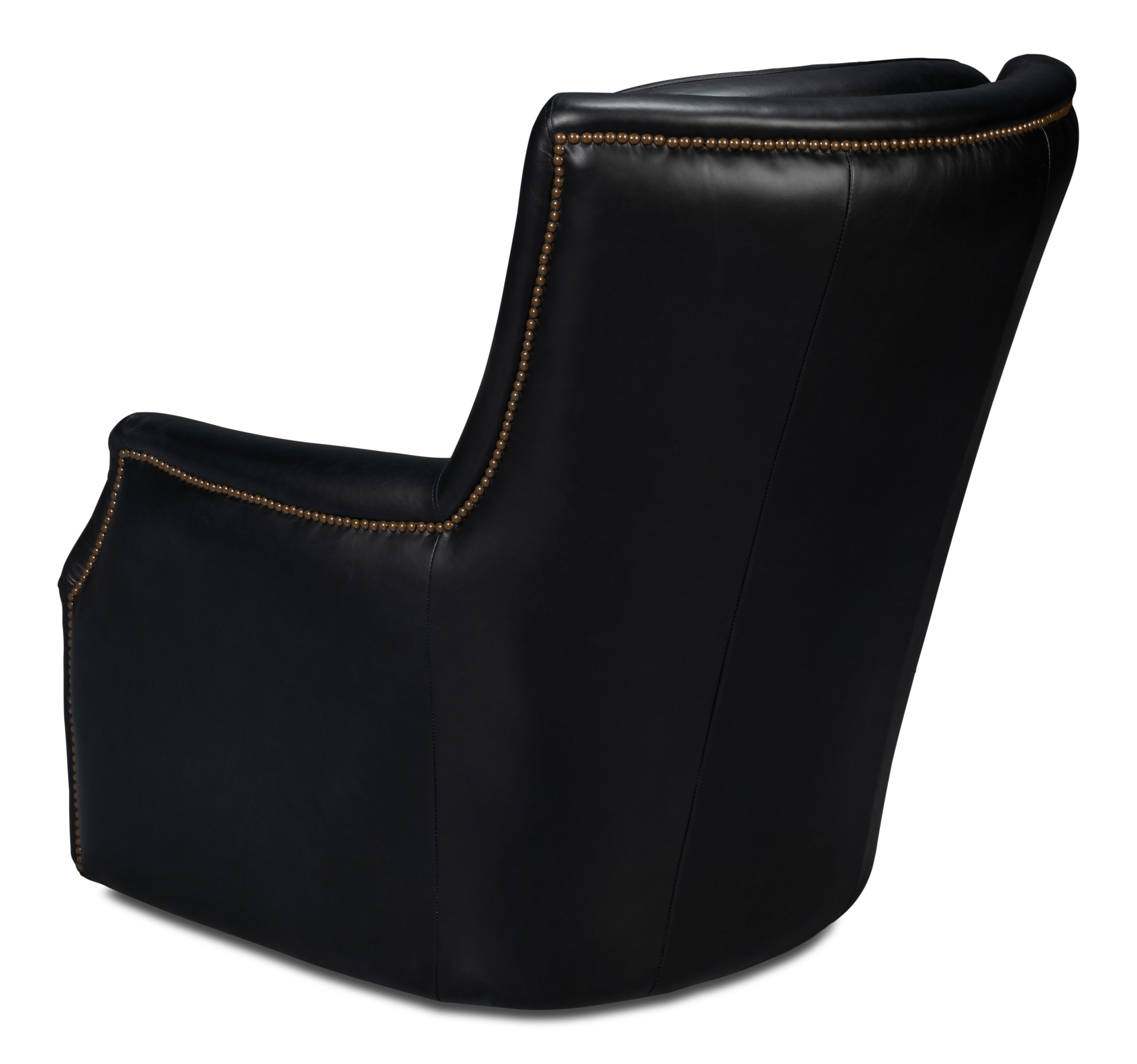 Baker Leather Swivel Chair, Onyx Black large image 