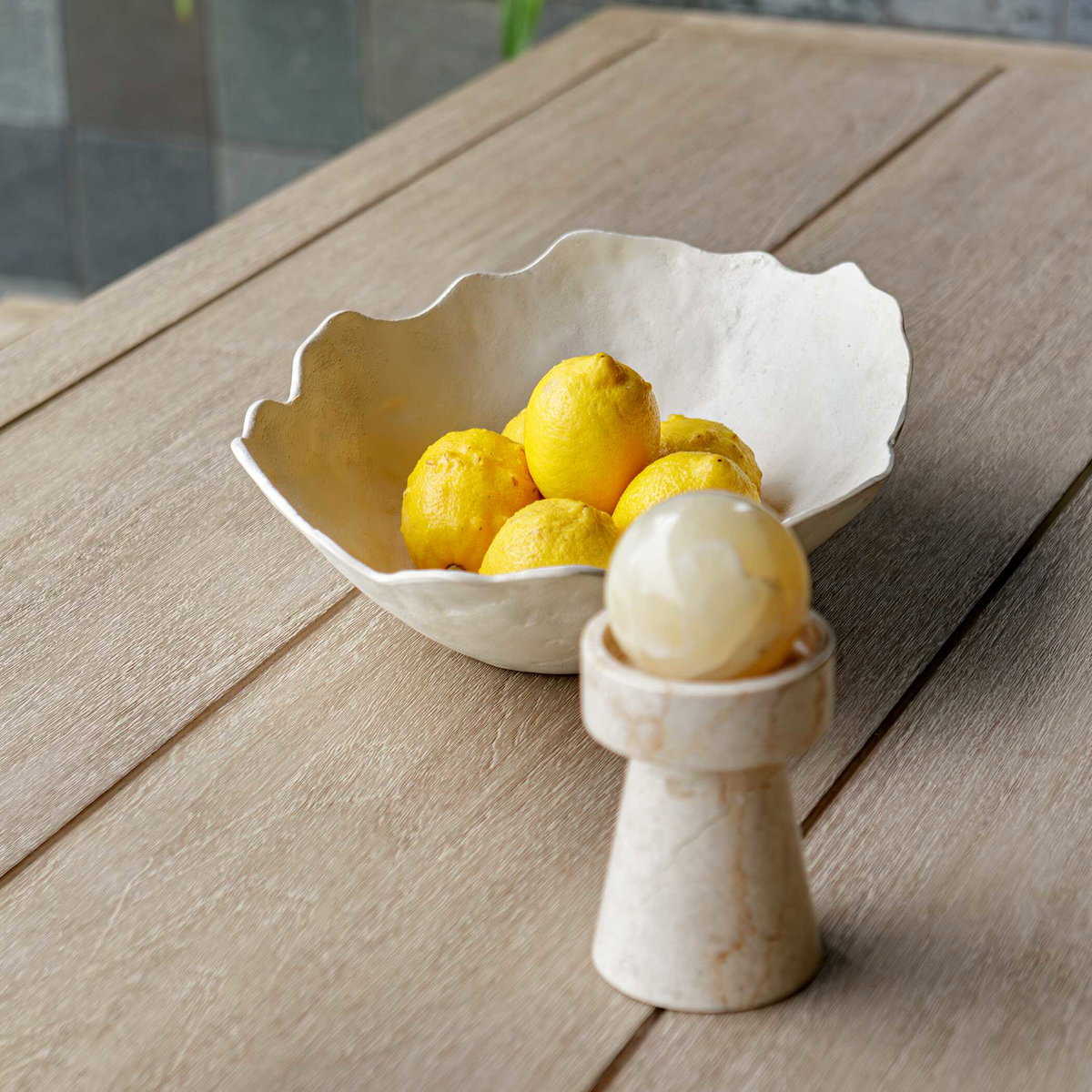Obscura Warm White Outdoor Bowl, Decorative by Uttermost, 16" width x 5" height x 12" depth View 5