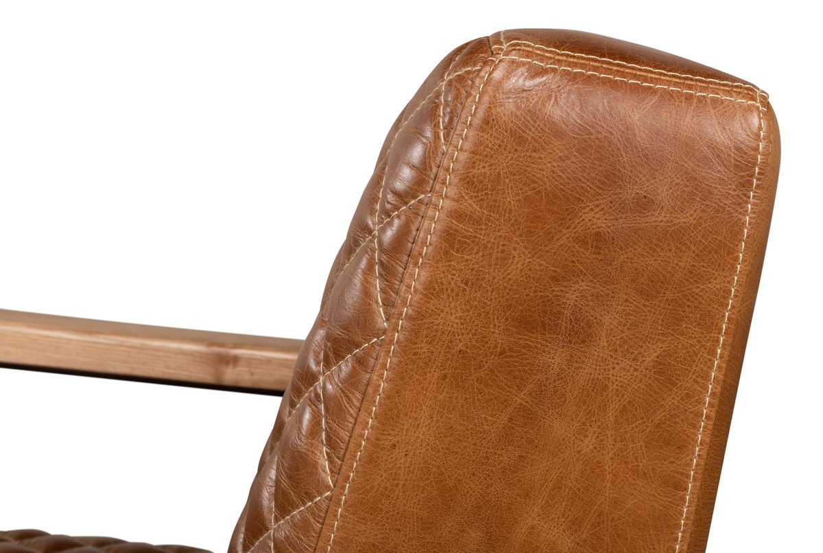 Beverly Hills Chair  Cuba Brown Leather, by Sarreid, 2'9" length x 2'4" width x 2'9" height View 6