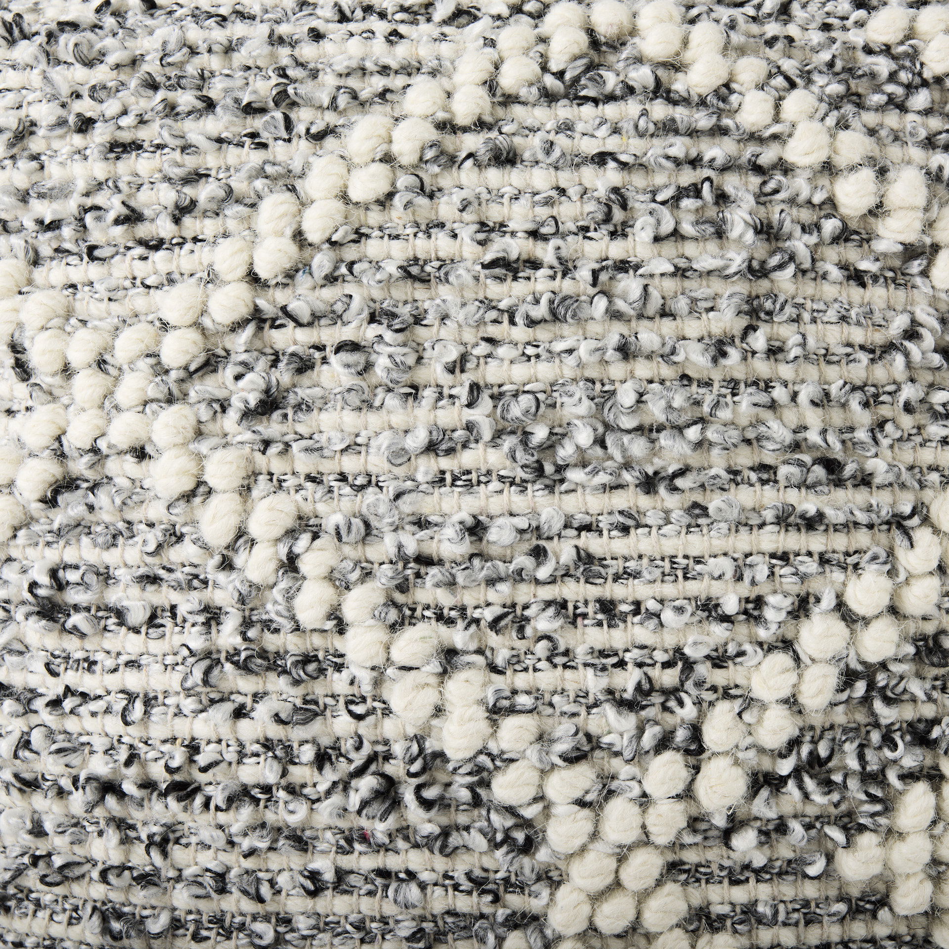 Ekiya   Black/White Yarn and Wool Patterened Pouf, Ottoman by Mercana, 16" length x 16" width x 16" height View 9