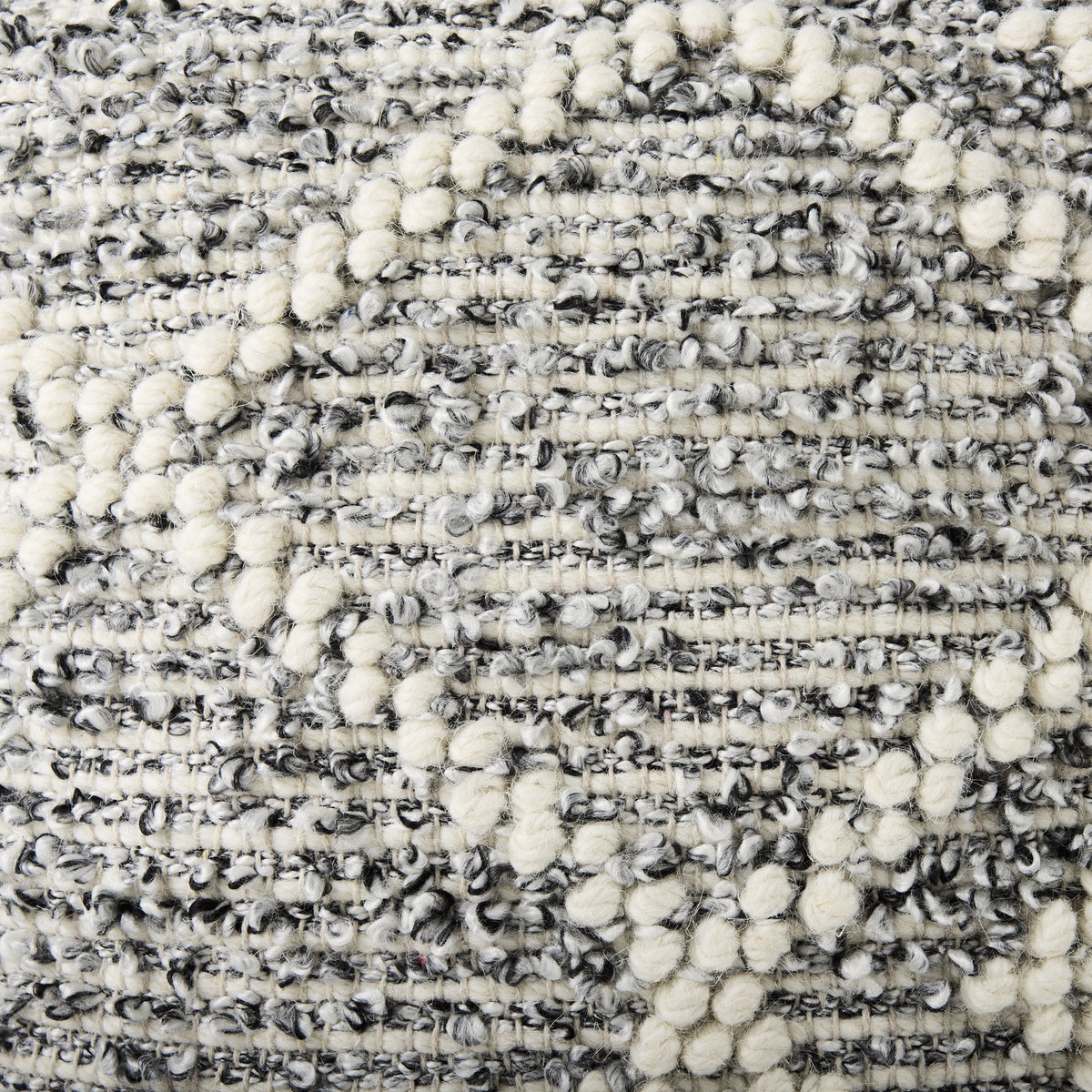 Ekiya   Black/White Yarn and Wool Patterened Pouf, Ottoman by Mercana, 16" length x 16" width x 16" height View 9