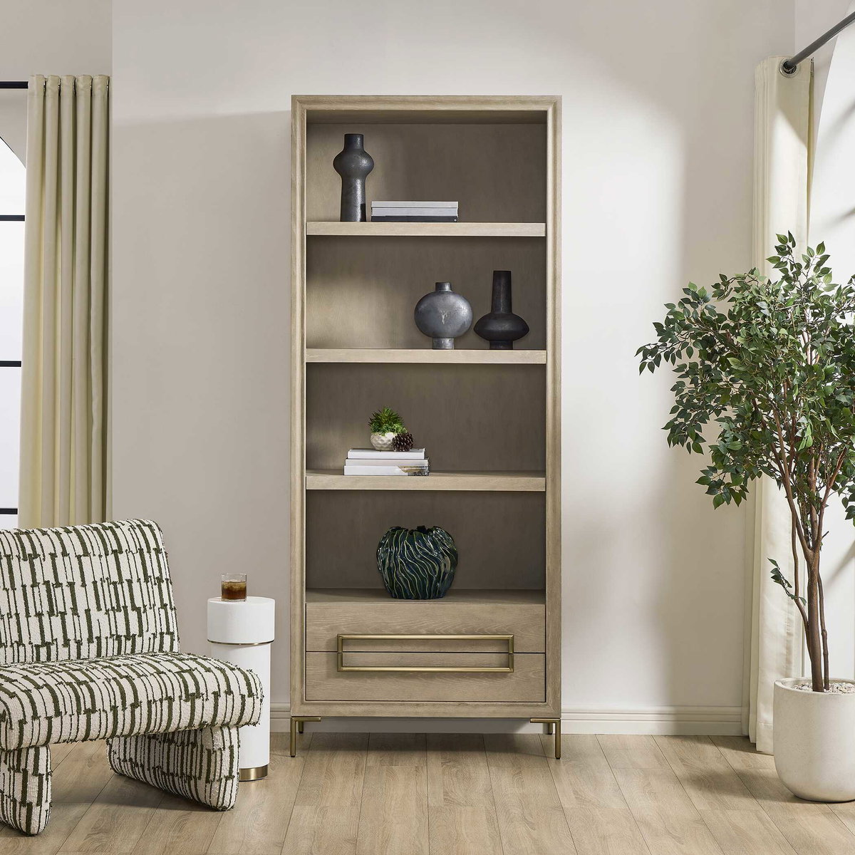 Alessia Light Oak Etagere, Furniture by Uttermost, 36" width x 88" height x 18" depth View 2