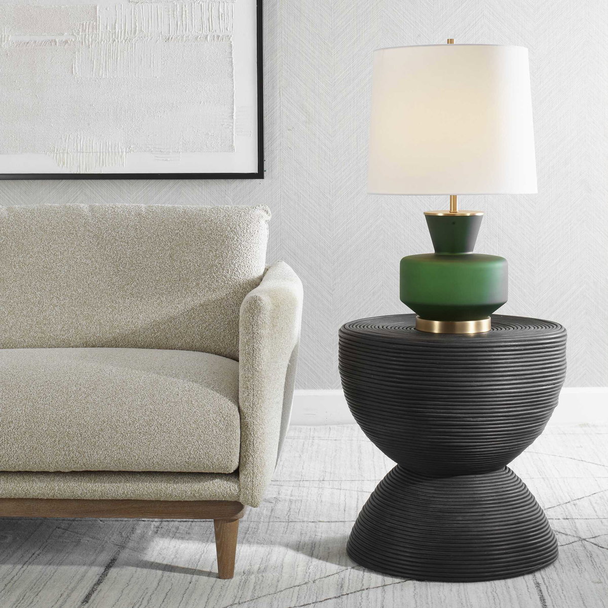 Bongo Black Rattan Side Table, Side & End Table by Uttermost, 22" width x 22" height x 22" depth View 2