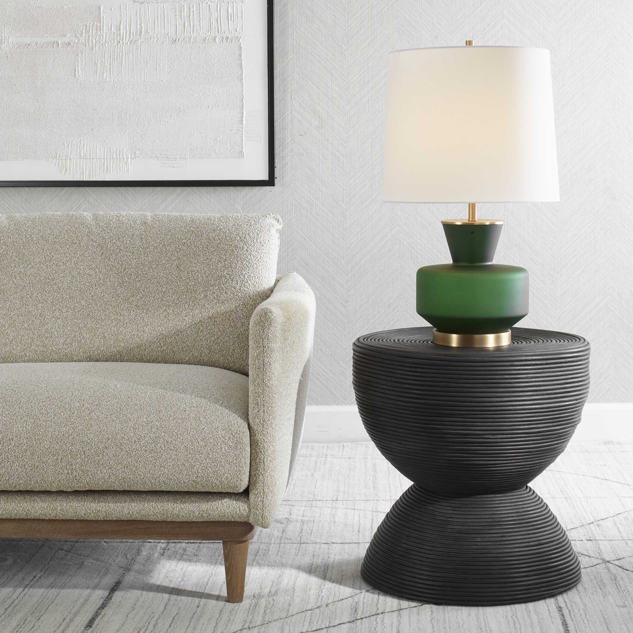 Bongo Black Rattan Side Table large image 