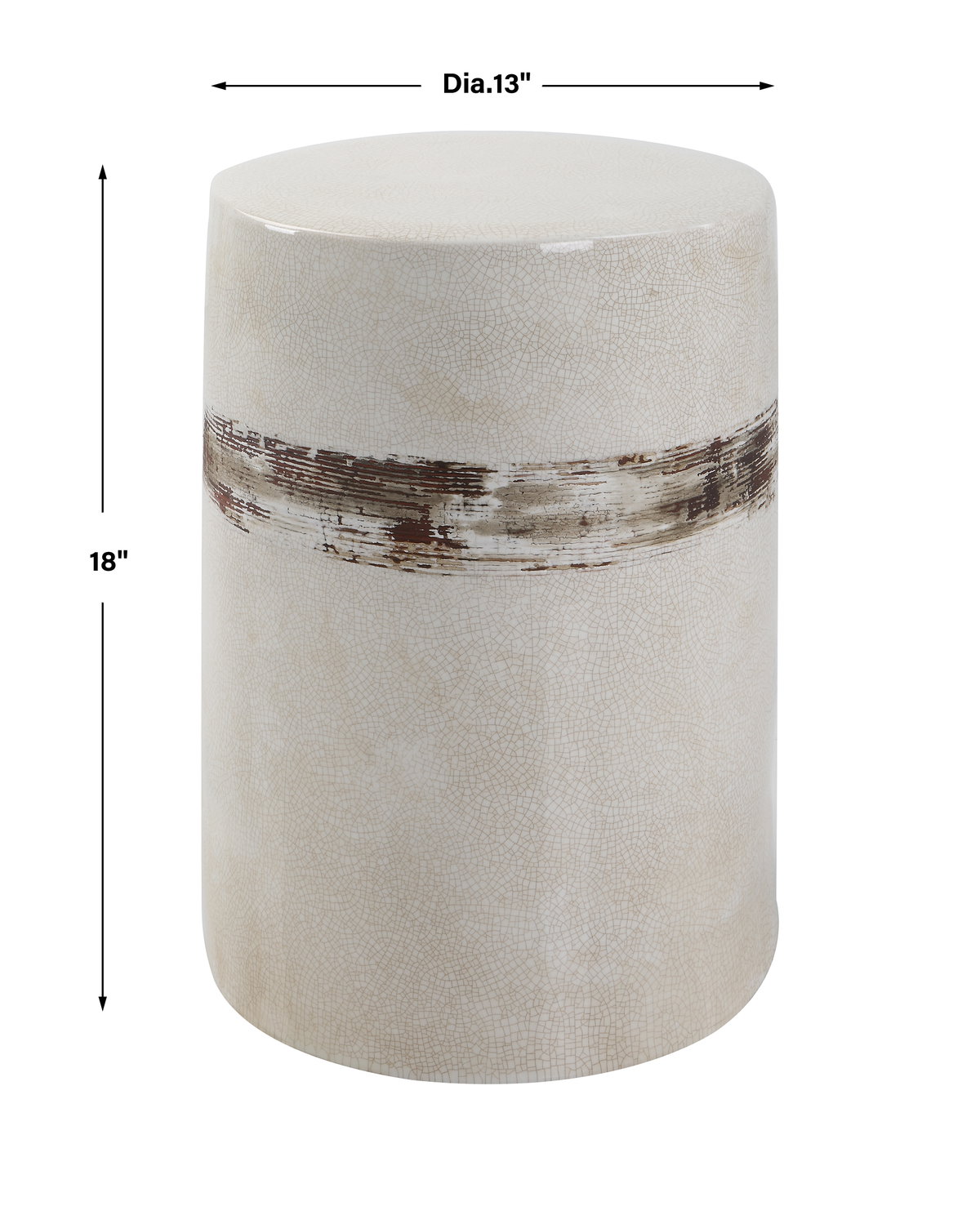 Comanche White Ceramic Garden Stool, Furniture by Uttermost, 13" width x 18" height x 13" depth View 3