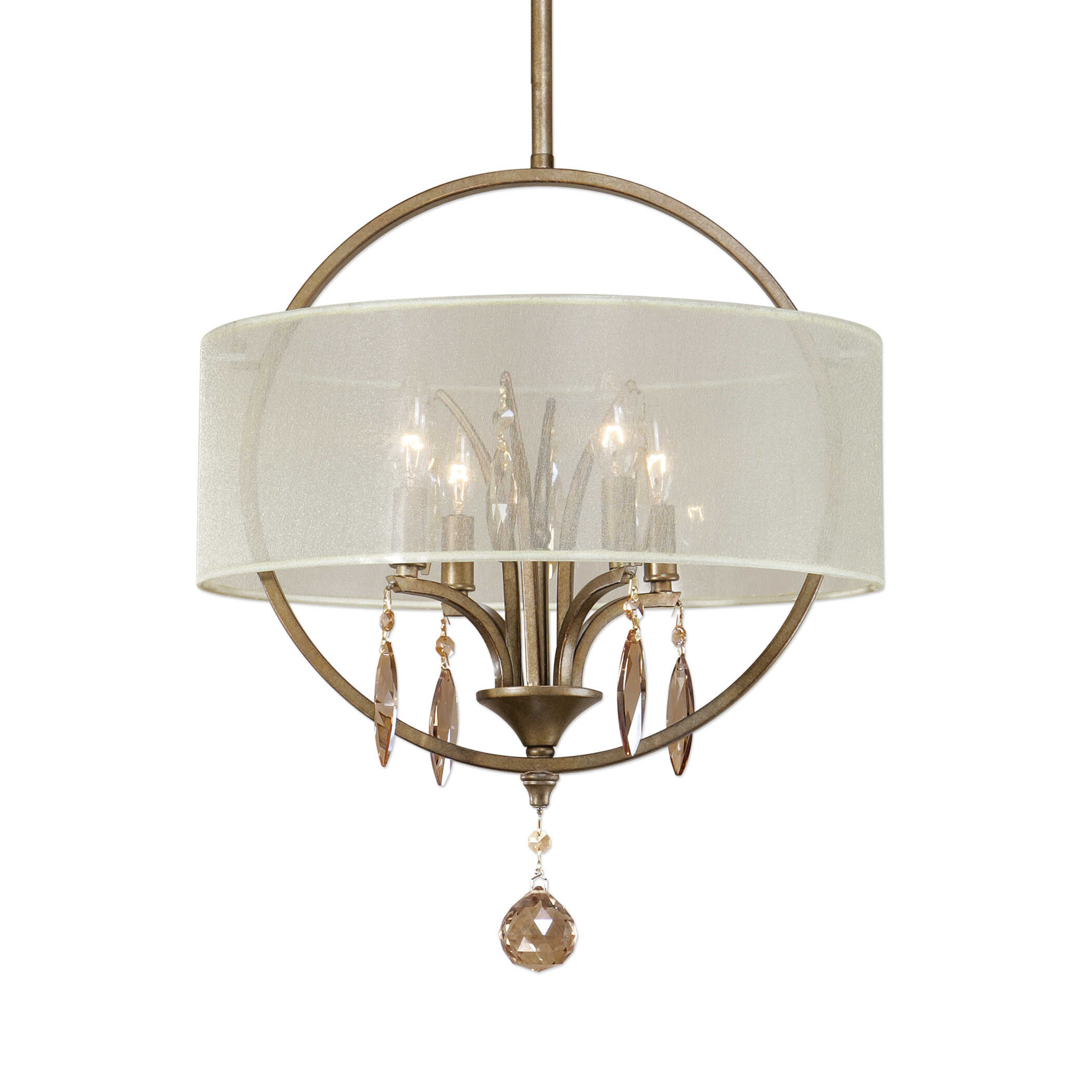 Alenya 4 Light Fabric Drum Pendant, Ceiling Light by Uttermost, 21" height x 17.75" diameter View 1