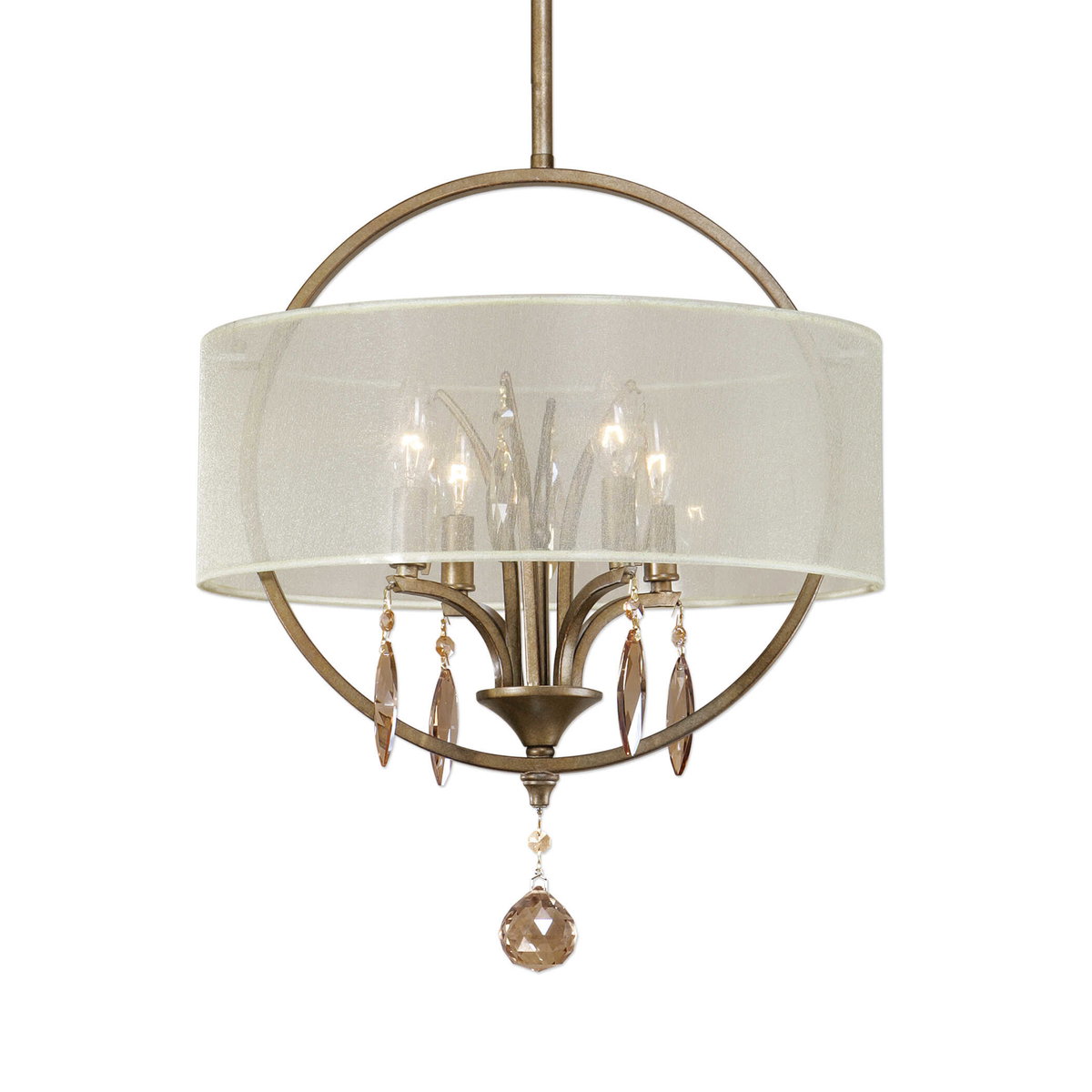 Alenya 4 Light Fabric Drum Pendant, by Uttermost, 1'9" height x 1'5.75" diameter View 1