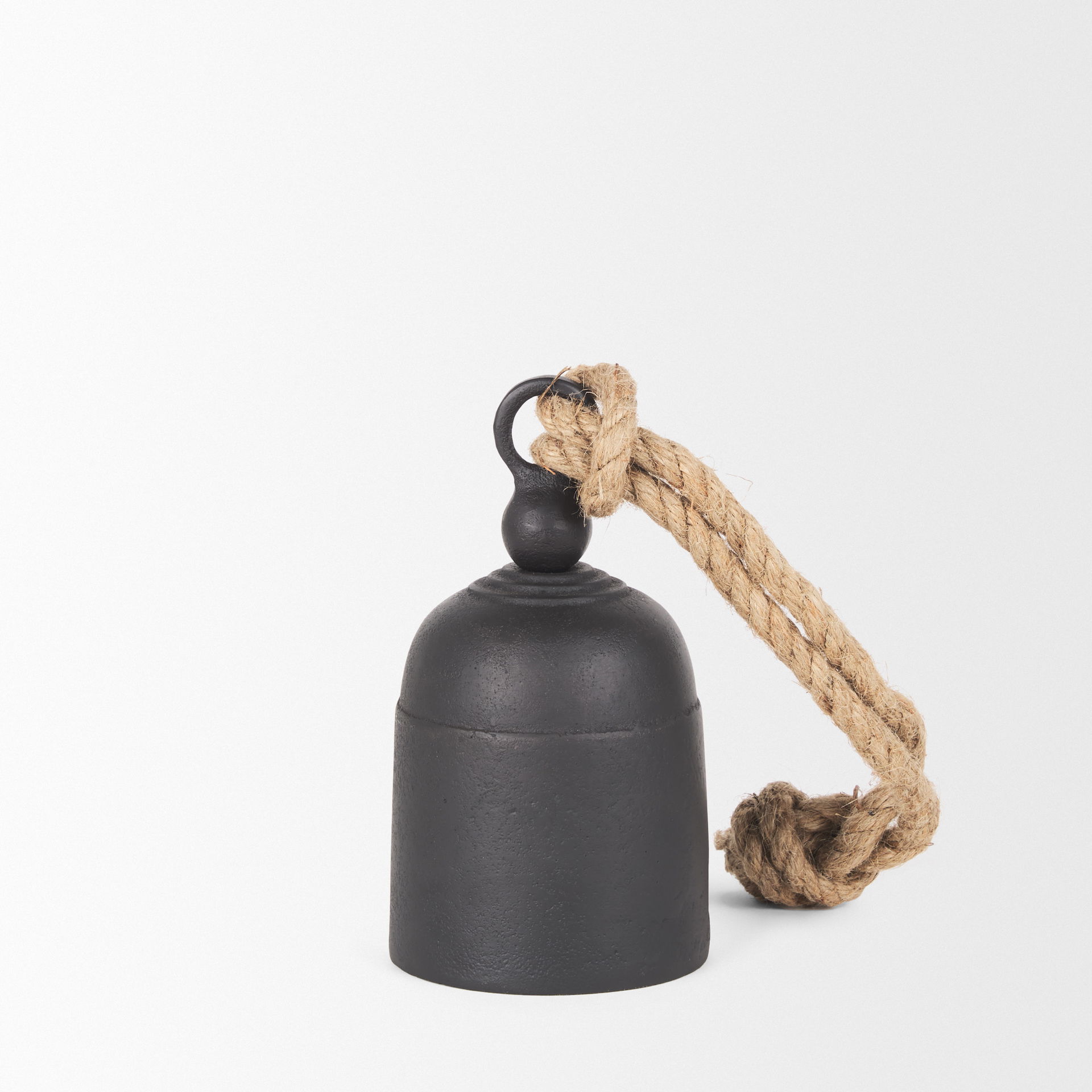 Quincy Small Matte Black Metal Decorative Bell Object, Decorative Object by Mercana, 3.5" length x 3.5" width x 6" height View 6
