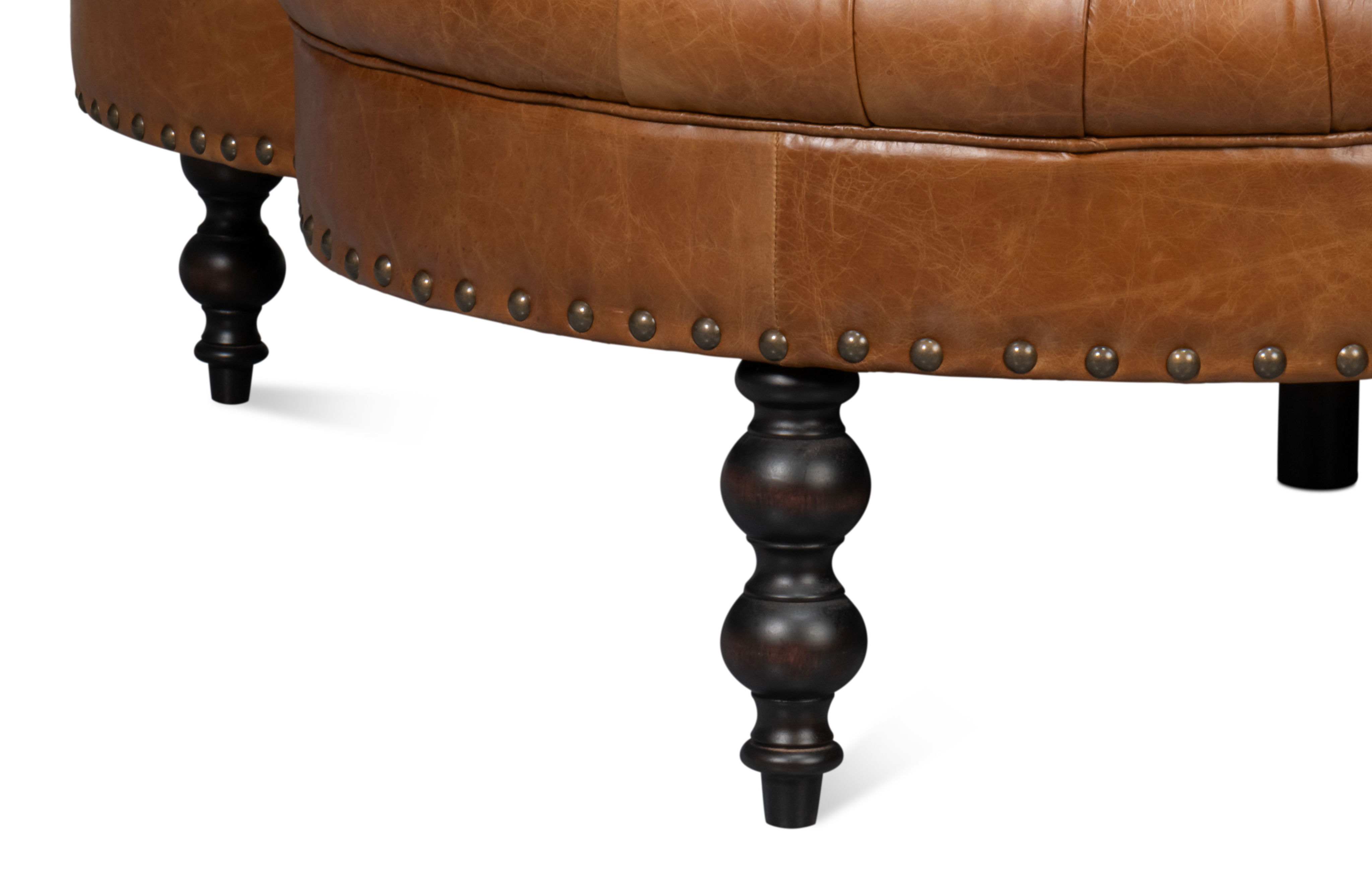 Lobby Sofa, Cuba Brown, Seating by Sarreid, 57" length x 57" width x 39" height View 5