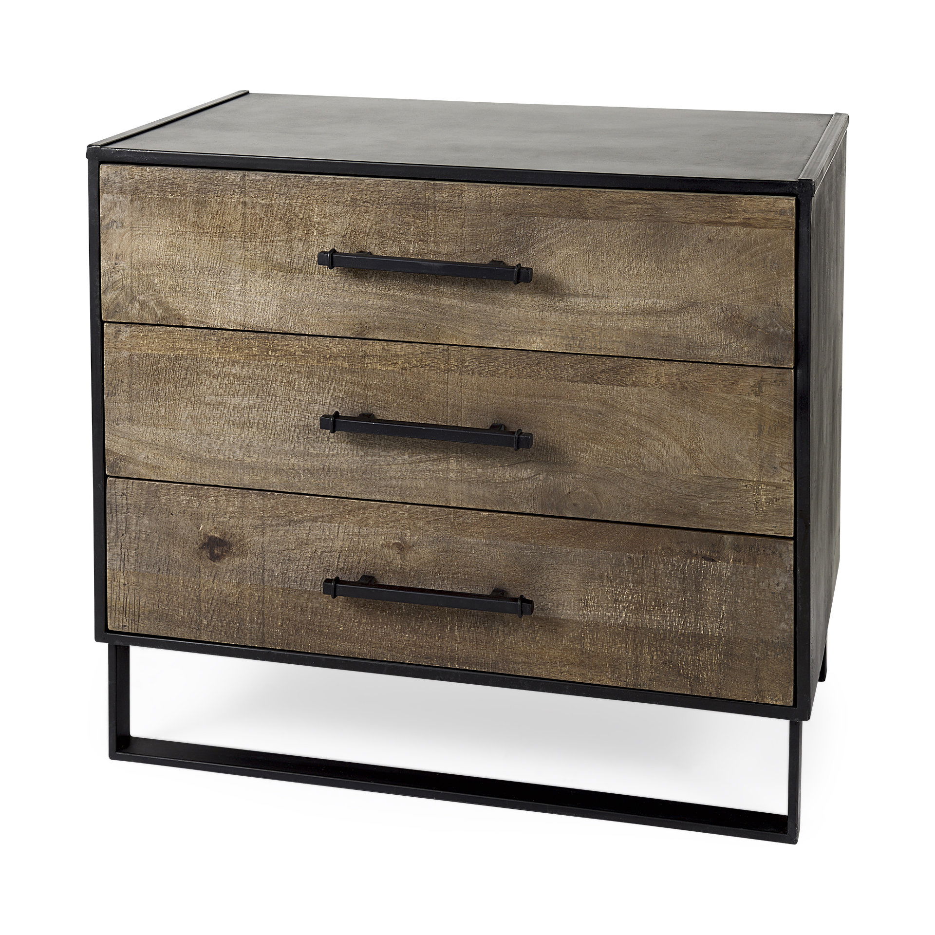 Alvin  Wood with Metal Framing Accent Cabinet, Cabinets & Chest by Mercana, 34.5" length x 21.5" width x 30" height View 1