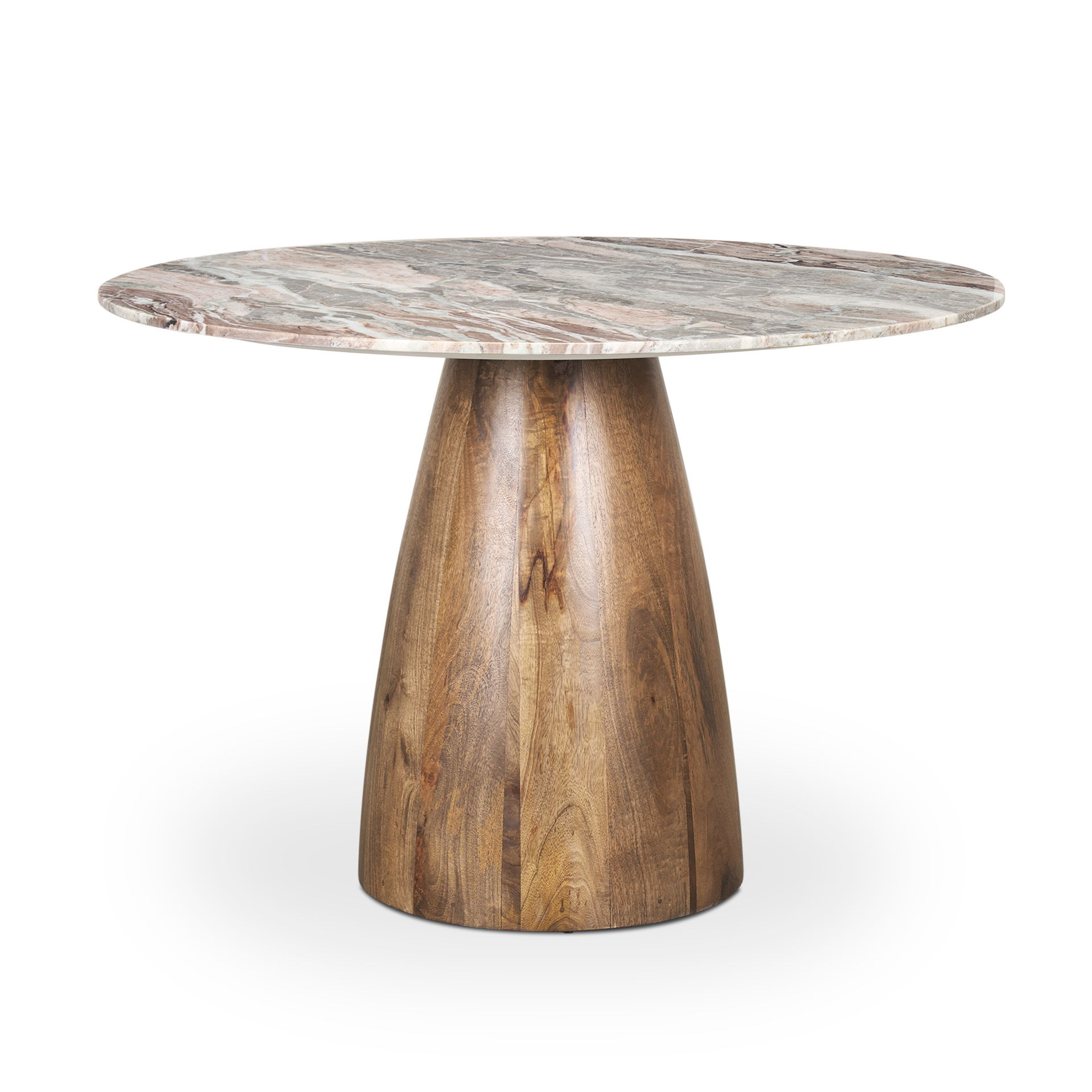 Allyson 54' Round Medium Brown with Pink Marble Pedestal Dining Table large image 