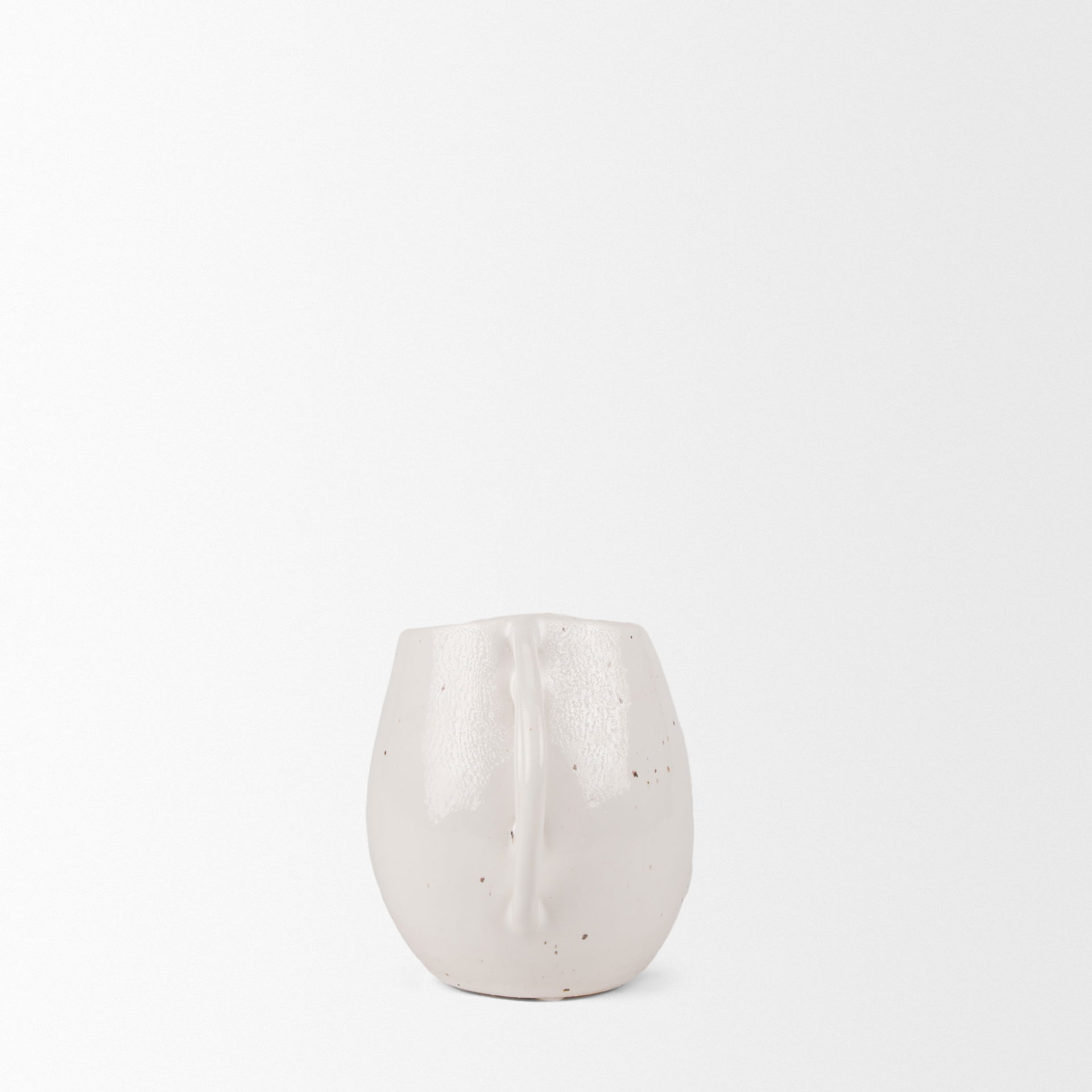 Urvi Short Off White Speckled Asymmetrical Ceramic Vase, by Mercana, 7.68" length x 5.31" width x 6.5" height View 6
