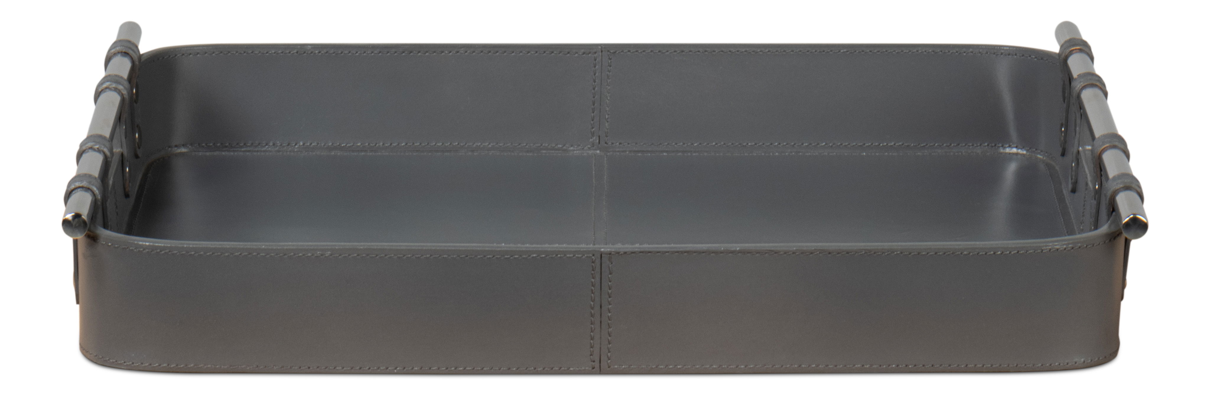 Safari Leather Tray, Quiet Shade, Decor by Sarreid, 19" length x 15" width x 2" height View 2