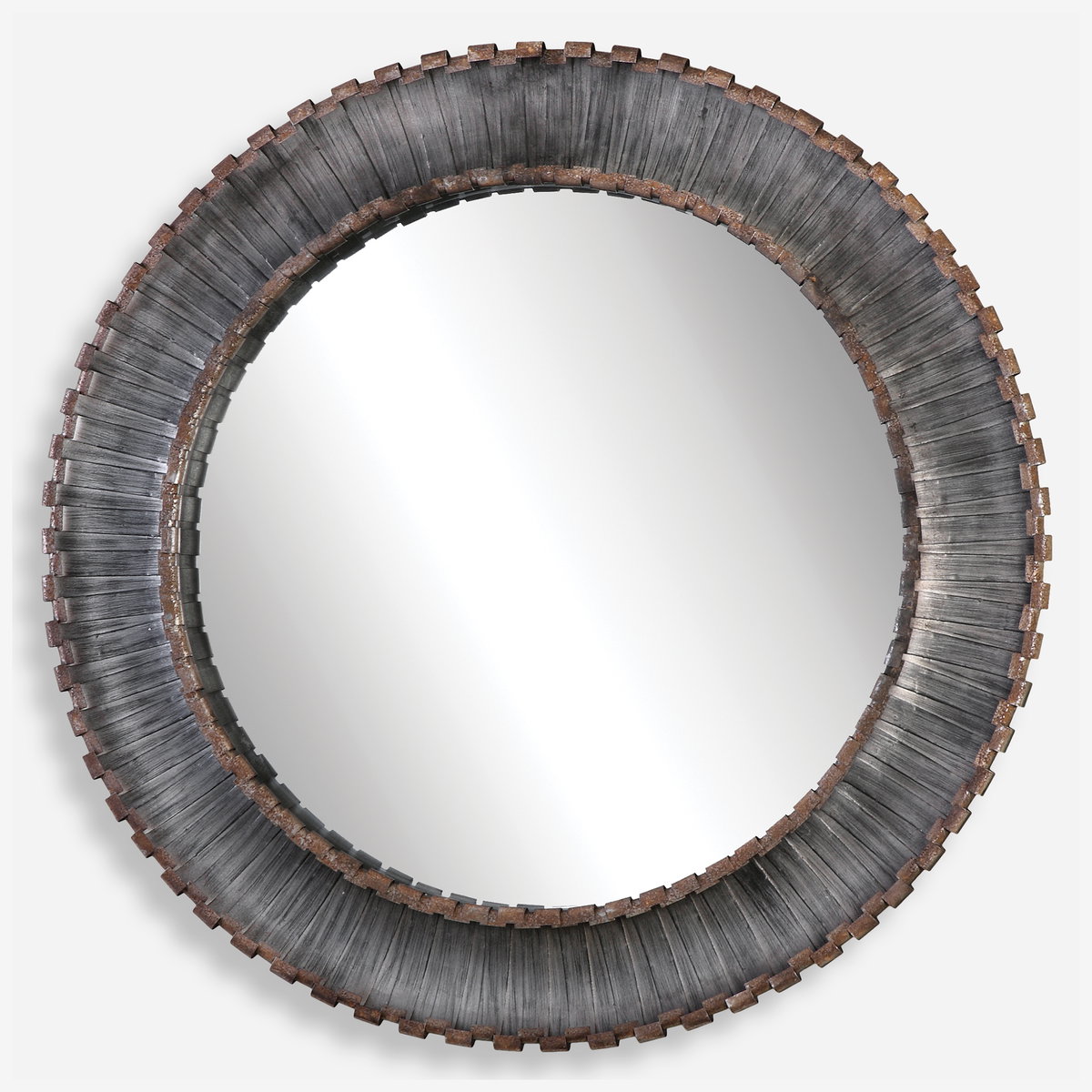Tanaina Silver Round Mirror, by Uttermost, 3'10" width x 3'10" height x 2.25" depth View 1