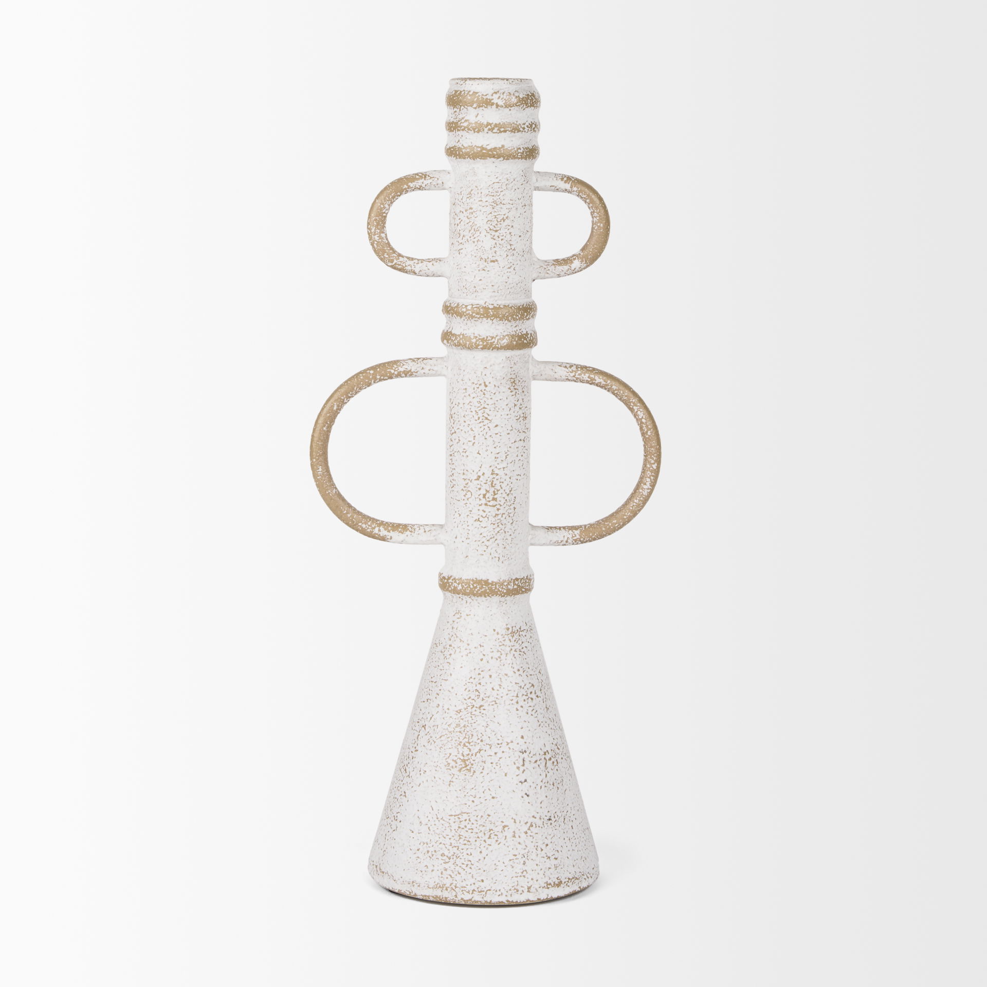 Ziva Large Distressed White Metal Sculptural Object, Decorative Object by Mercana, 5.91" length x 3.94" width x 13.78" height View 3