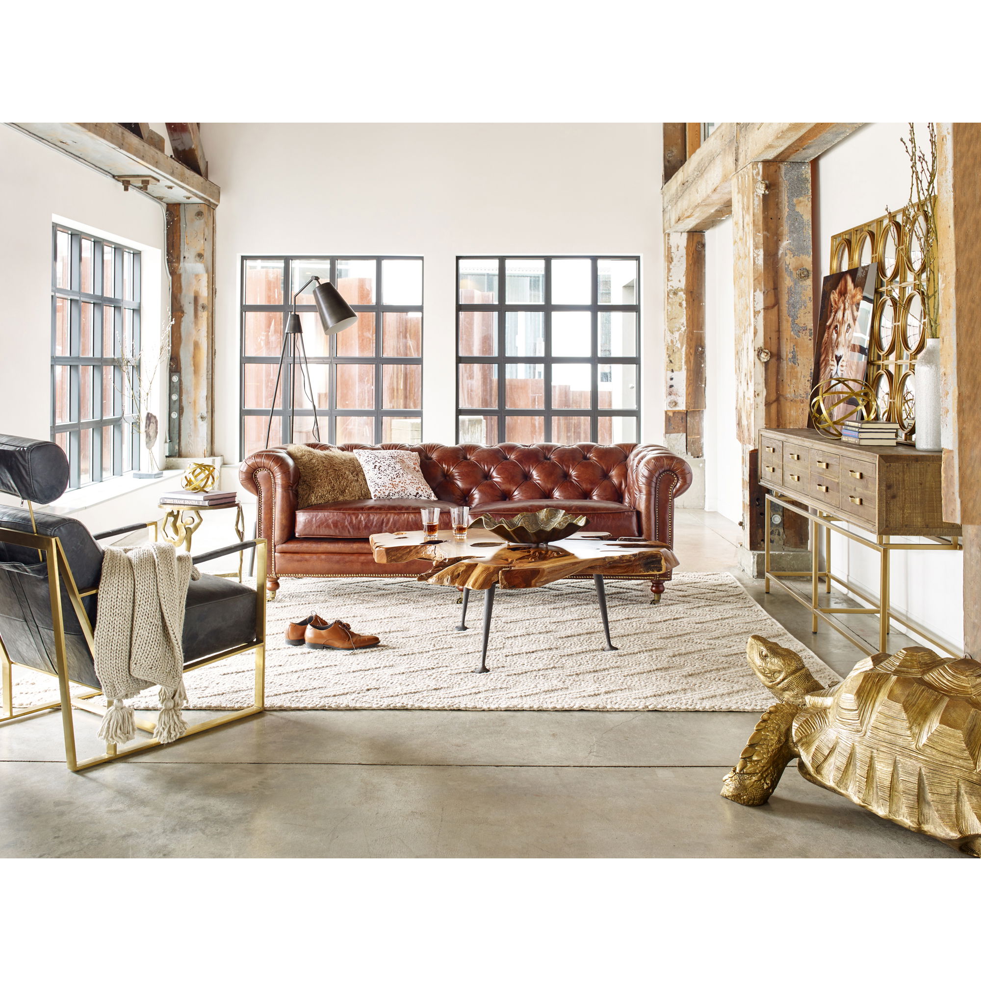 Birmingham Sofa Dark Brown Leather large image 
