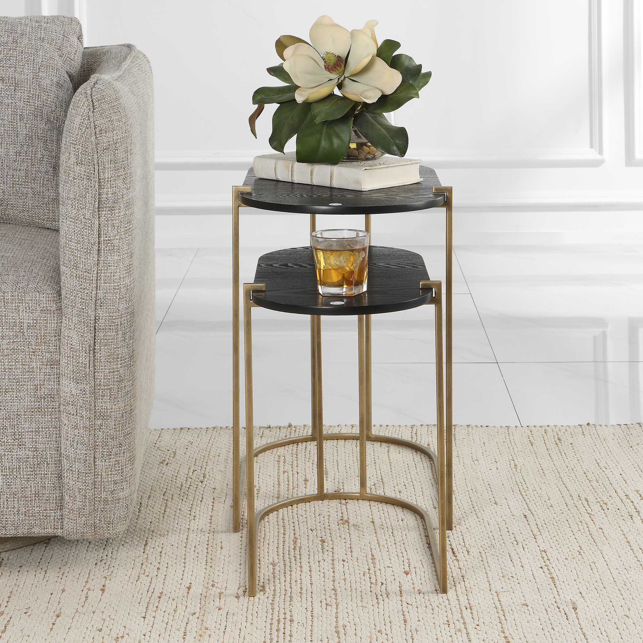 Aztec Wood Nesting Tables Set/2 large image 