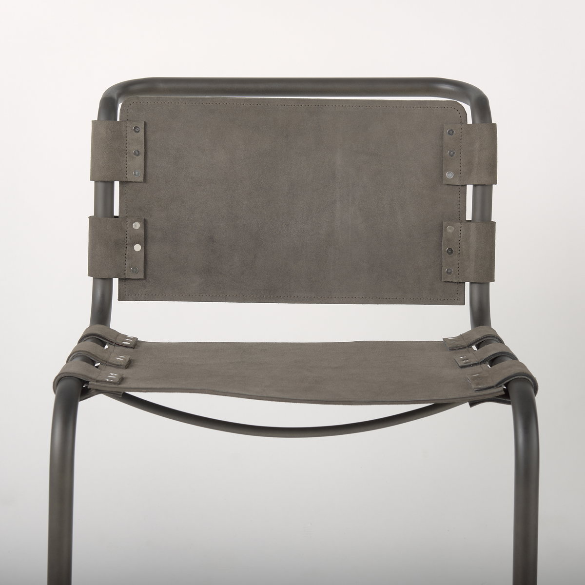 Berbick Open Back Dining Side Chair | Gray Suede with Iron, Dining Chair by Mercana, 20.5" length x 24" width x 33" height View 7