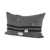Sibyl 13x21 Black Fabric Striped and White Fringed Pillow Cover, Decorative Pillow by Mercana, 13" length x 21" width x 0.2" height thumbnail 1