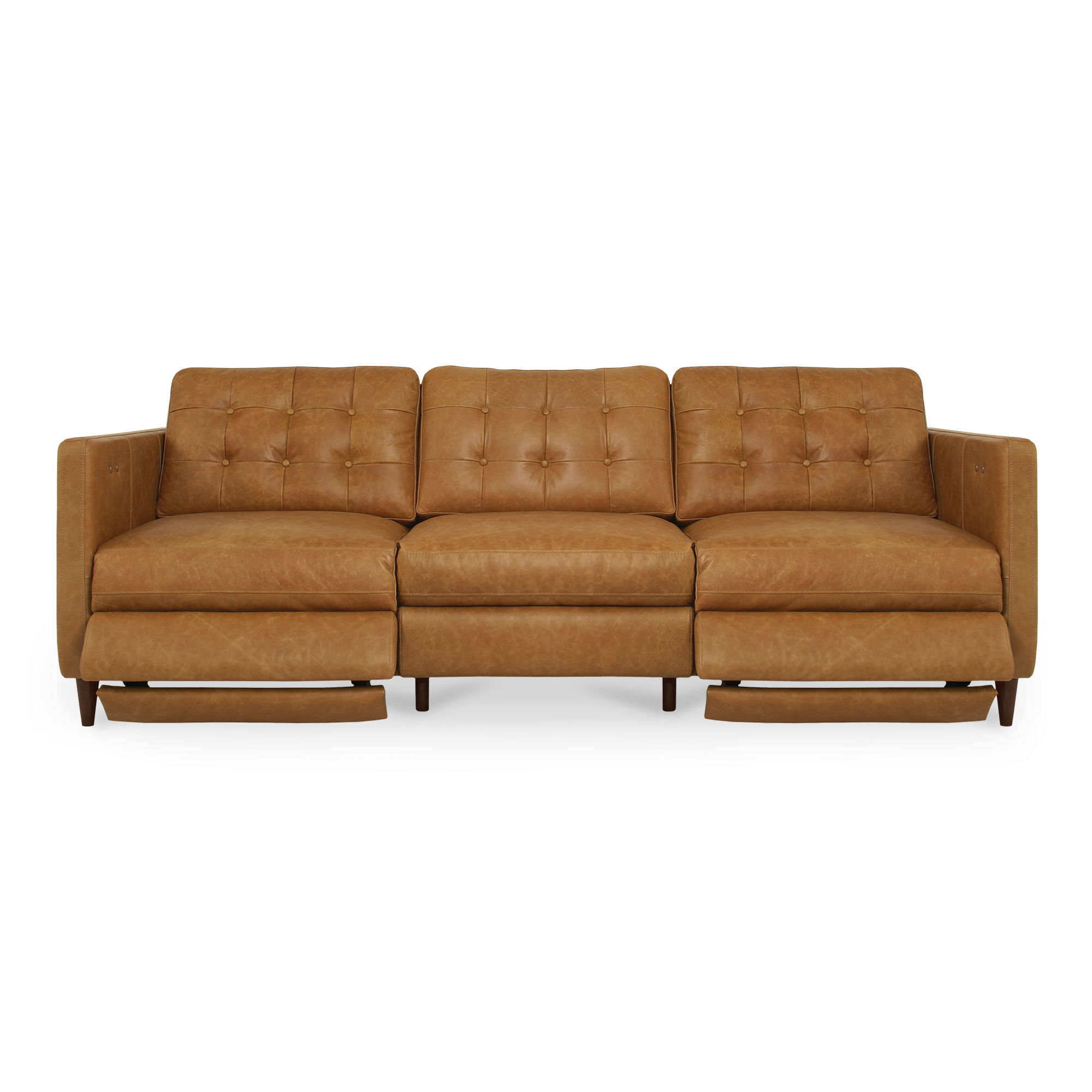 Bridgers Power Recliner Sofa Tan Leather, Sofas & Sectional by Moe's Home, 94.1" width x 33.85" height x 37.8" depth View 4
