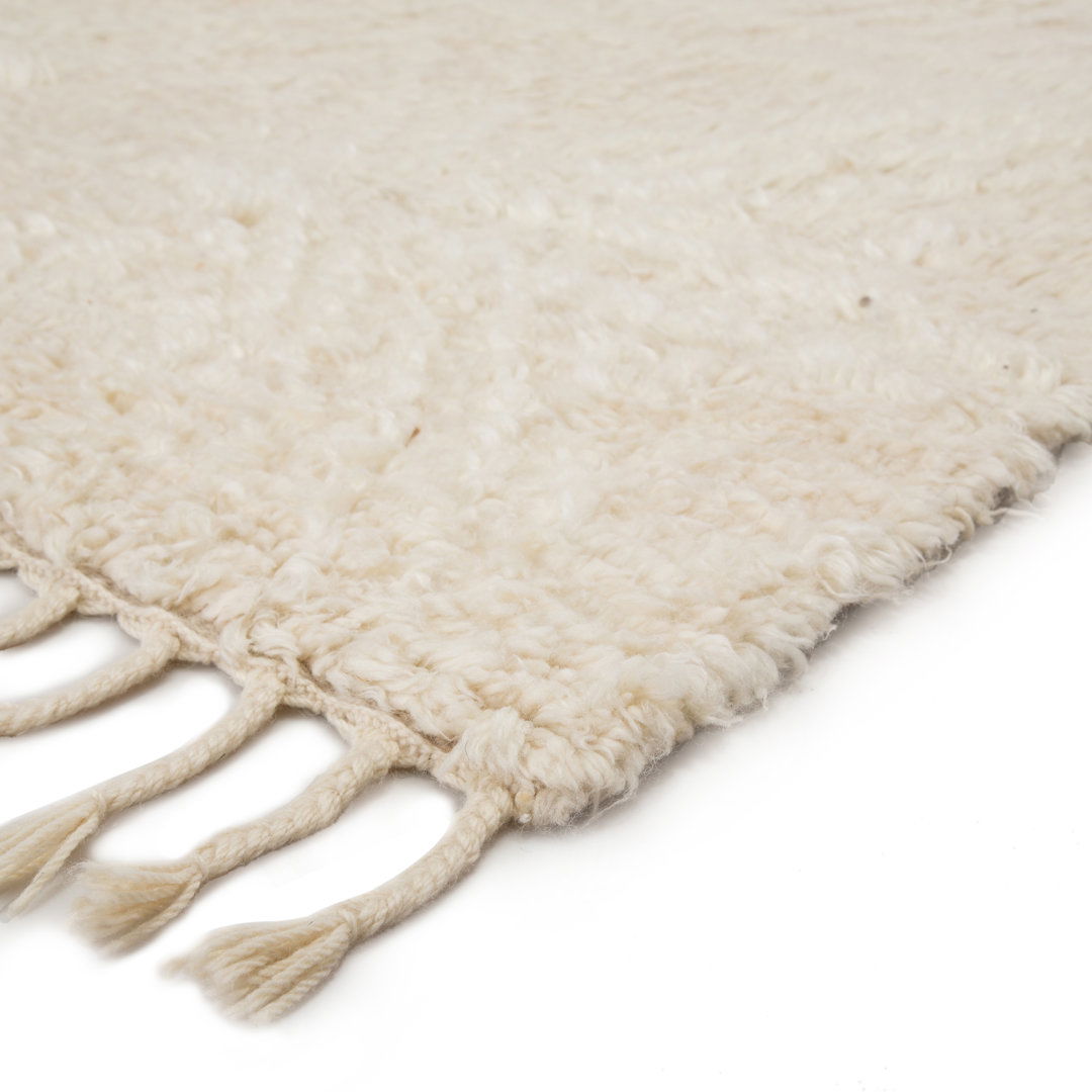 Akka Hand-Knotted Solid Cream Area Rug (8'x11') large image 