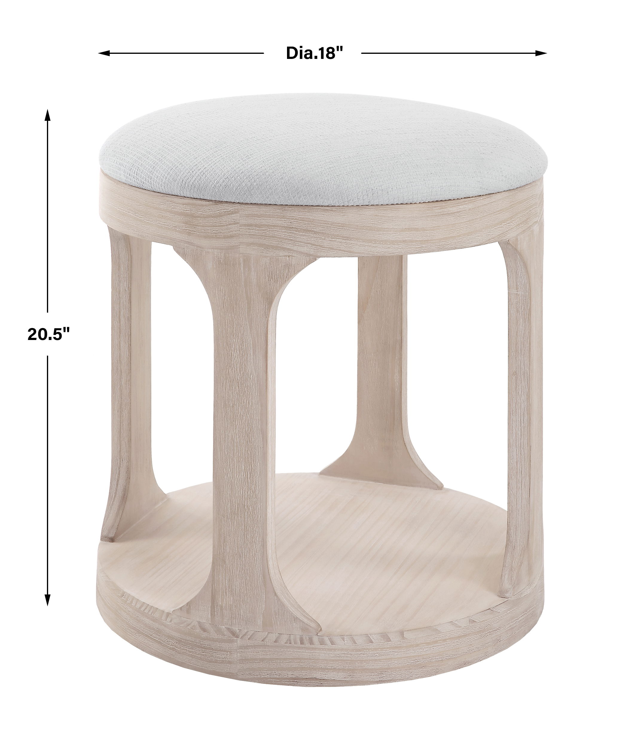 Dennen Oak Ottoman, Furniture by Uttermost, 18" width x 20.5" height x 18" depth View 3