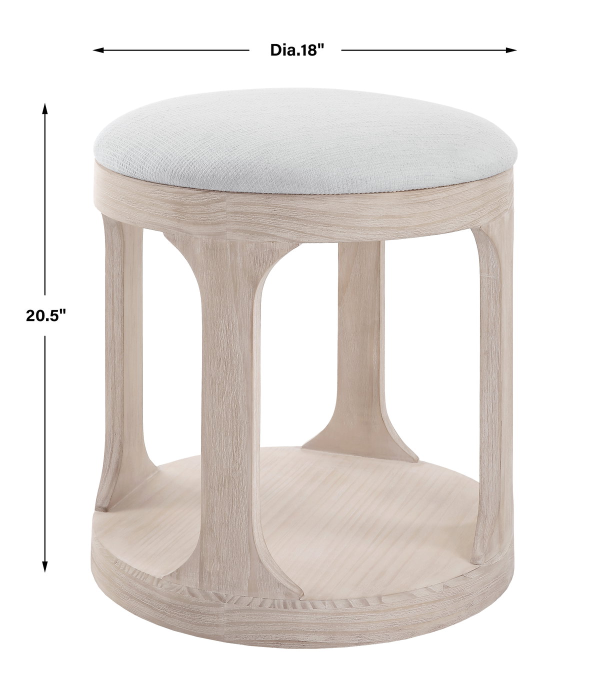 Dennen Oak Ottoman, by Uttermost, 18" width x 20.5" height x 18" depth View 3