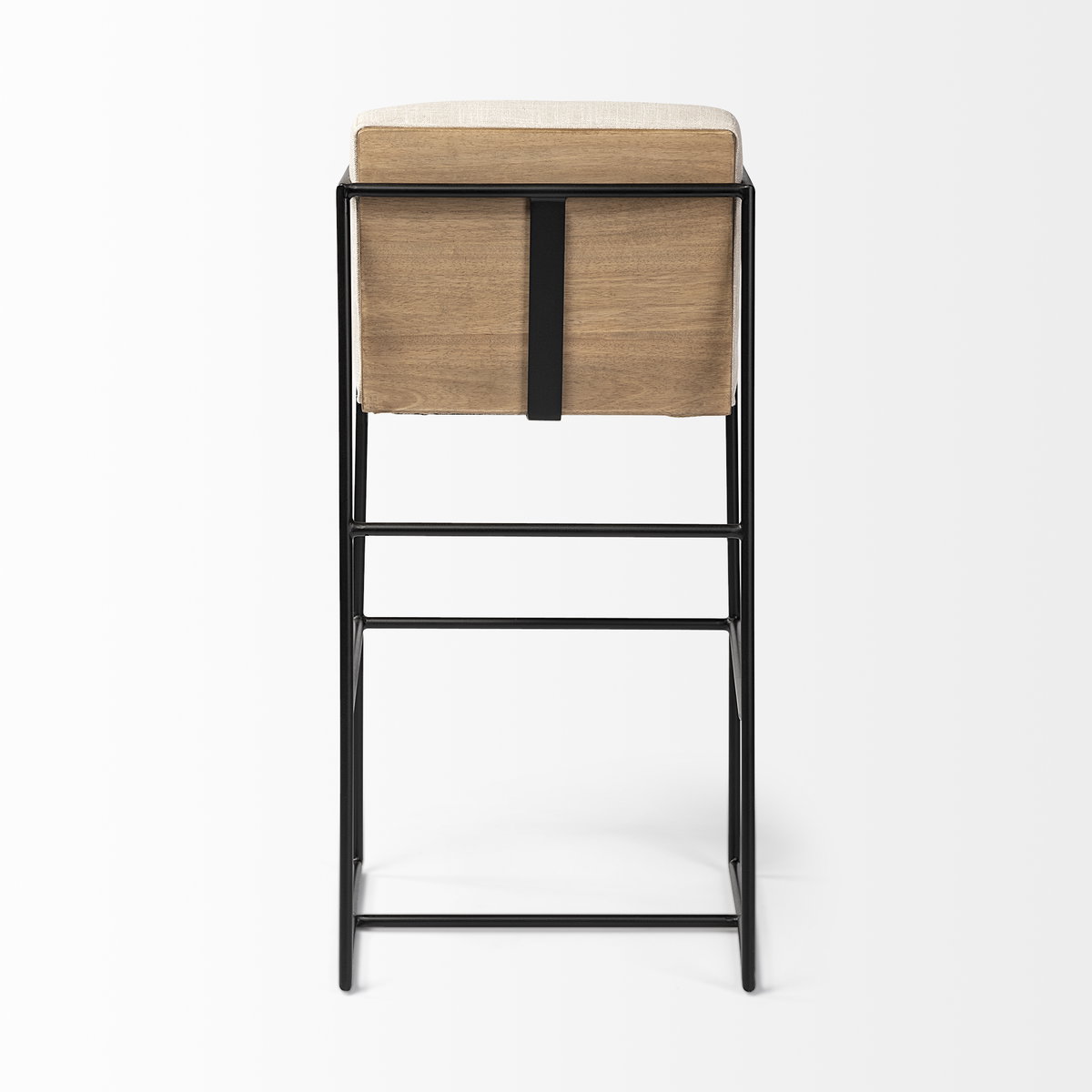 Stamford Backless 40in Seat Bar Stool | Beige Fabric with Black Metal, Counter & Bar Stool by Mercana, 18.25" length x 22.5" width x 40" height View 6
