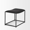 Taniel Black Leather with Black Metal Stool, Ottoman by Mercana, 23.25" length x 16" width x 17.5" height thumbnail 4