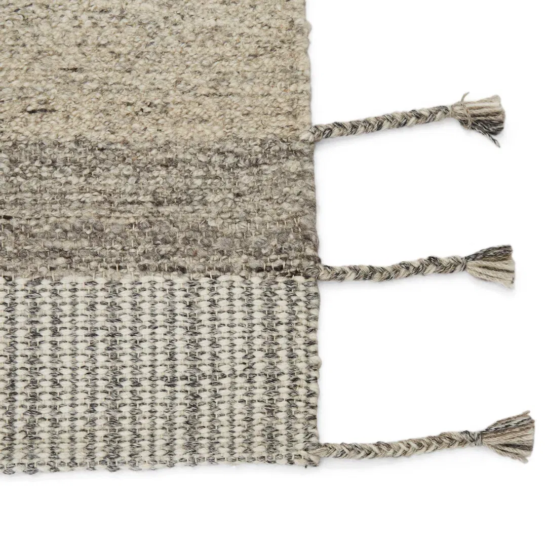 Striped Handmade Handwoven Wool Gray Area Rug large image 