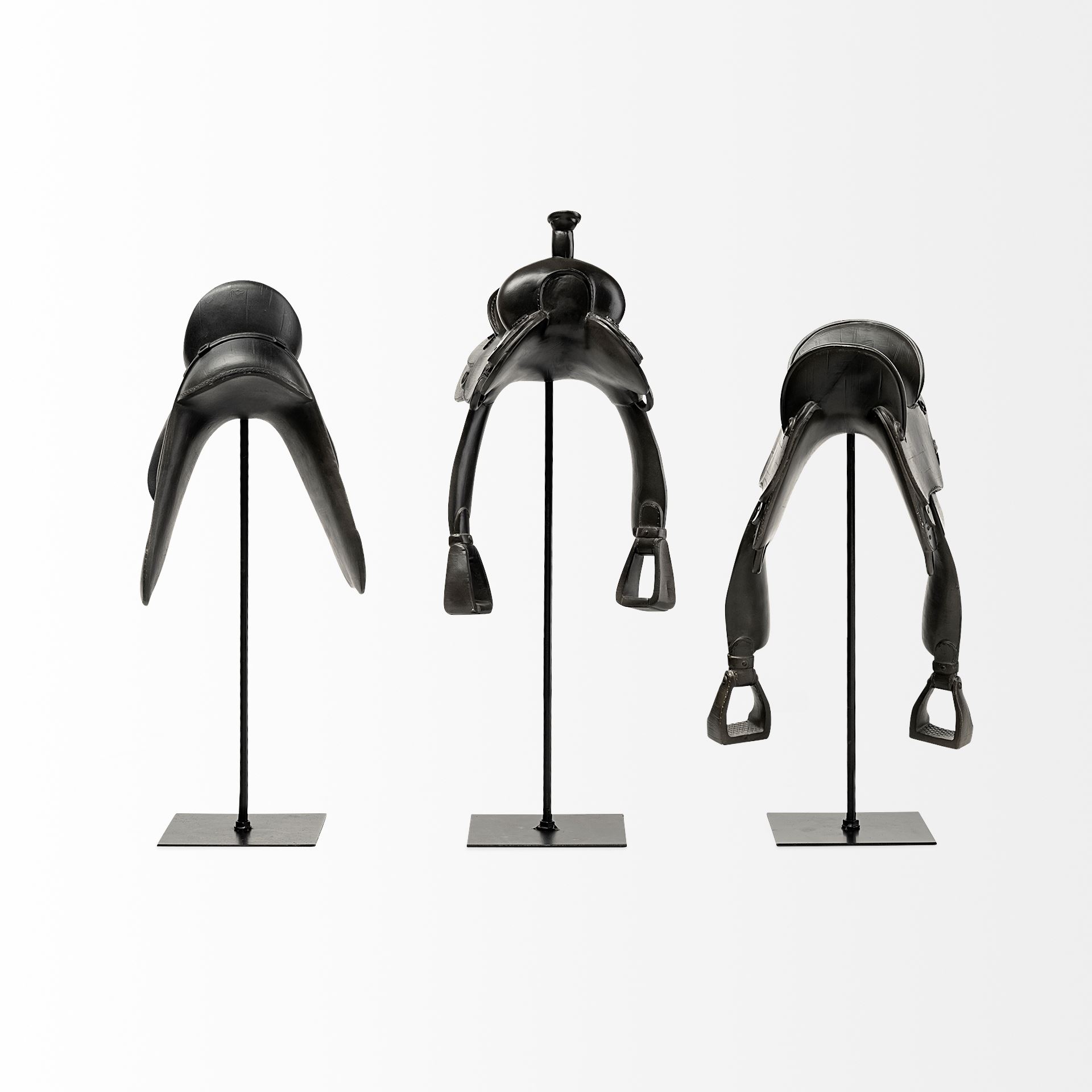 Colt I 9L x 8W Black Equestrian-Inspired Western Horse Saddle, Decorative Object by Mercana, 9.06" length x 8.27" width x 16.34" height View 3