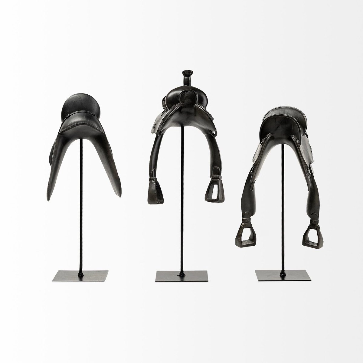 Colt I 9L x 8W Black Equestrian-Inspired Western Horse Saddle, Decorative Object by Mercana, 9.06" length x 8.27" width x 16.34" height View 3