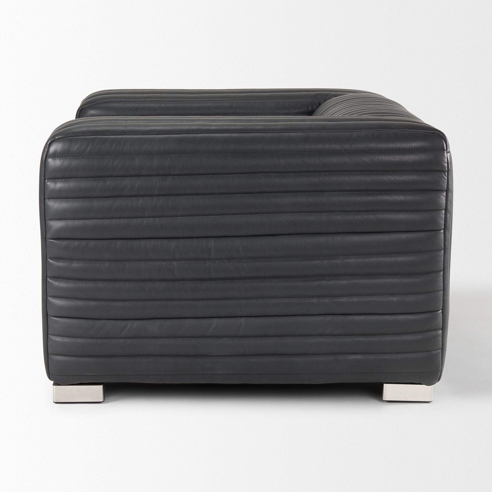 Ricciardo Black Leather Upholstered Arm Chair, Accent Chair by Mercana, 45.28" length x 38.19" width x 26.38" height View 4