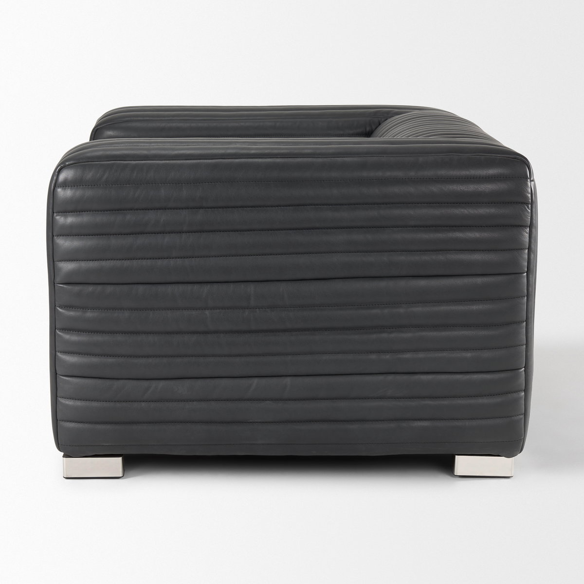 Ricciardo Black Leather Upholstered Arm Chair, Accent Chair by Mercana, 45.28" length x 38.19" width x 26.38" height View 4