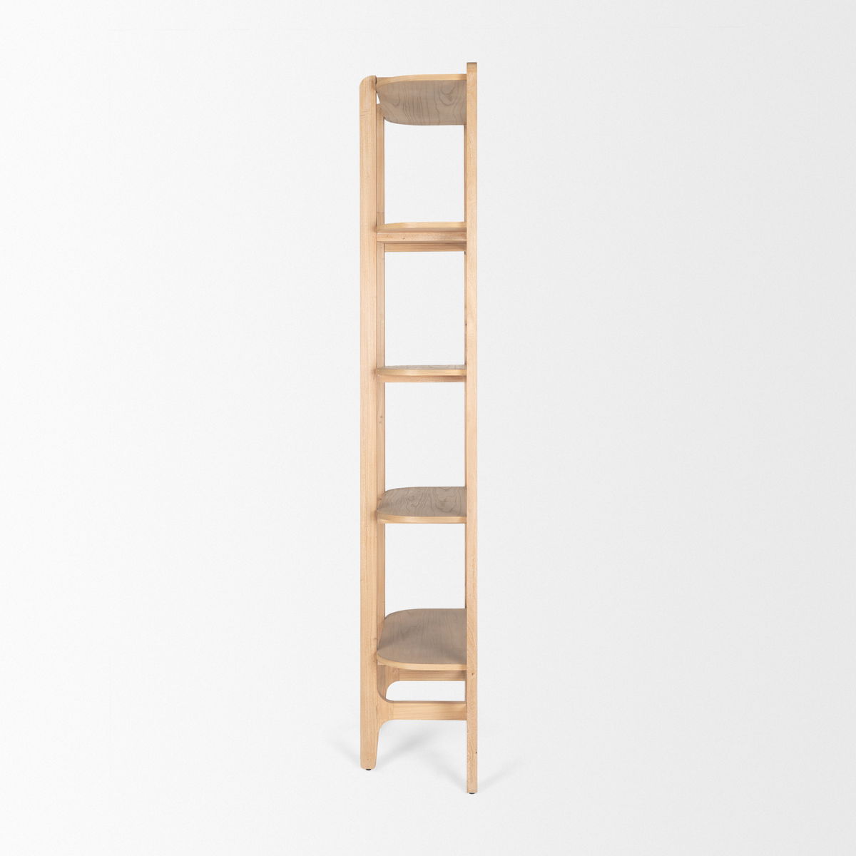Taylin Light Brown Solid Wood Open Bookshelf, Shelving & Bookcase by Mercana, 33" length x 14" width x 83" height View 6