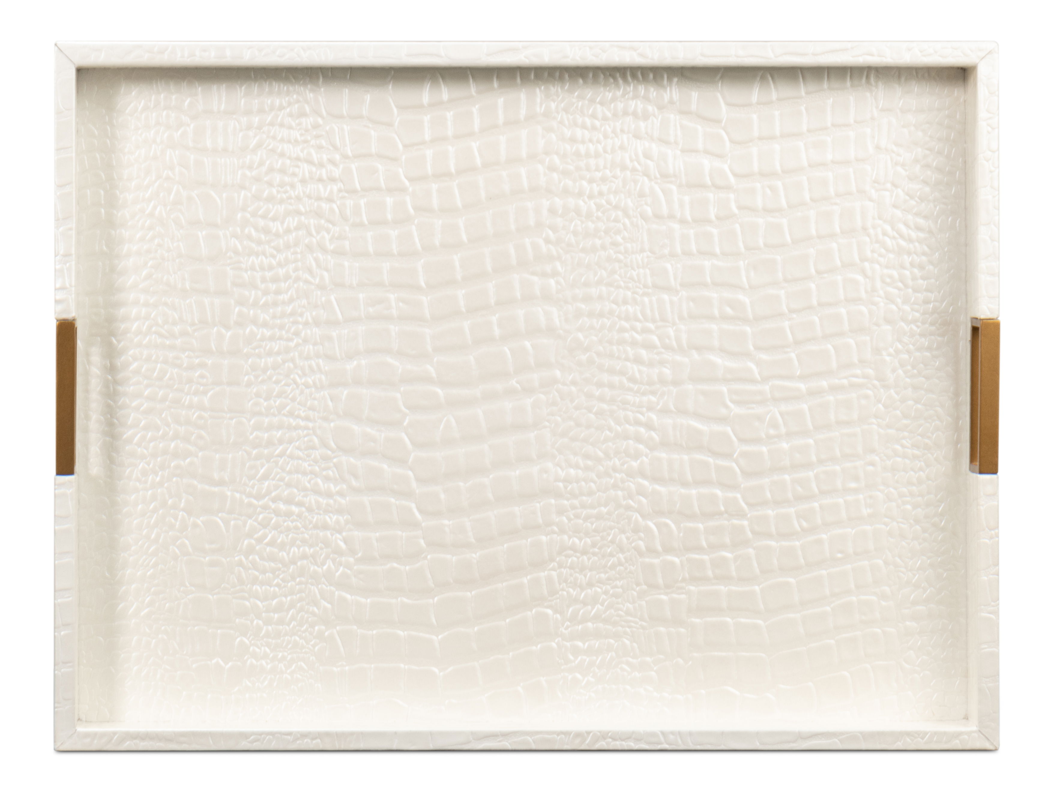 Norton Leather Tray,Croco Leather, Pearl, Decor by Sarreid, 24" length x 18" width x 2.5" height View 11