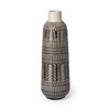 Riker III Large Dark Gray Cream Ceramic Vase thumbnail 0