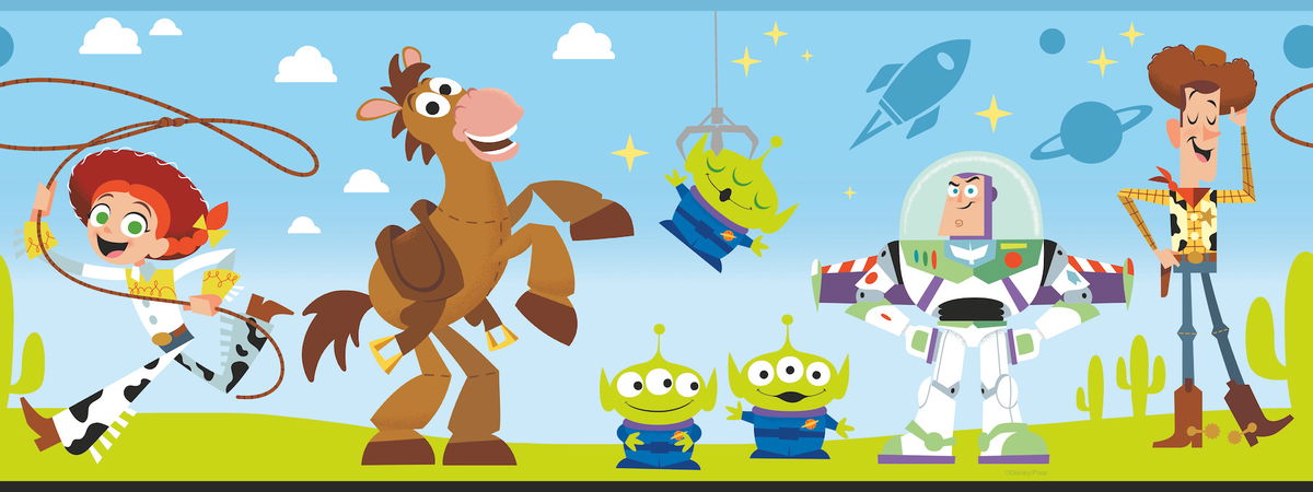 Disney & Pixar Toy Story 4 Green Border, Wallpaper by York Wall, 9' length x 9" width x 0.02" depth