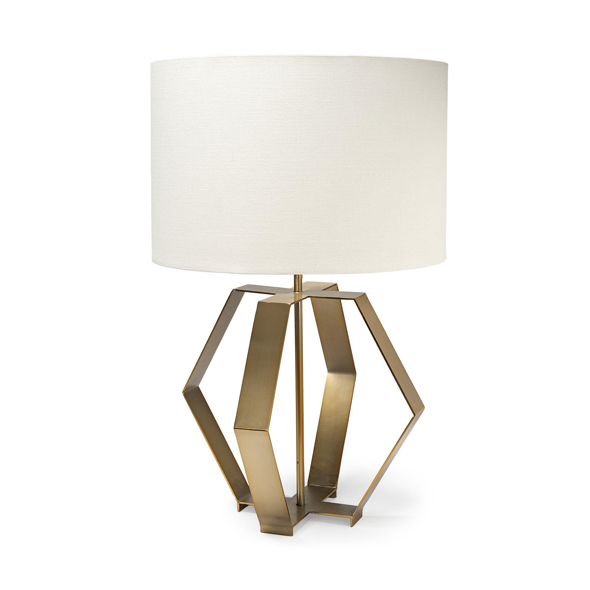 Edwards (26'H) Gold Metal Base with Cream Fabric Shade Table Lamp, by Mercana, 17" length x 17" width x 26.5" height View 1