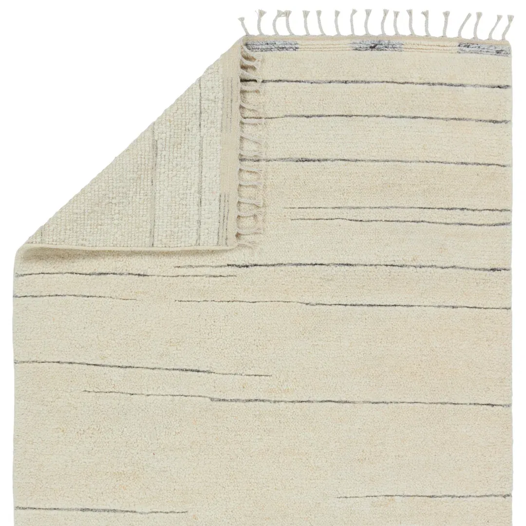 Keoka Striped Hand-Knotted Wool Area Rug in Cream/Gray large image 