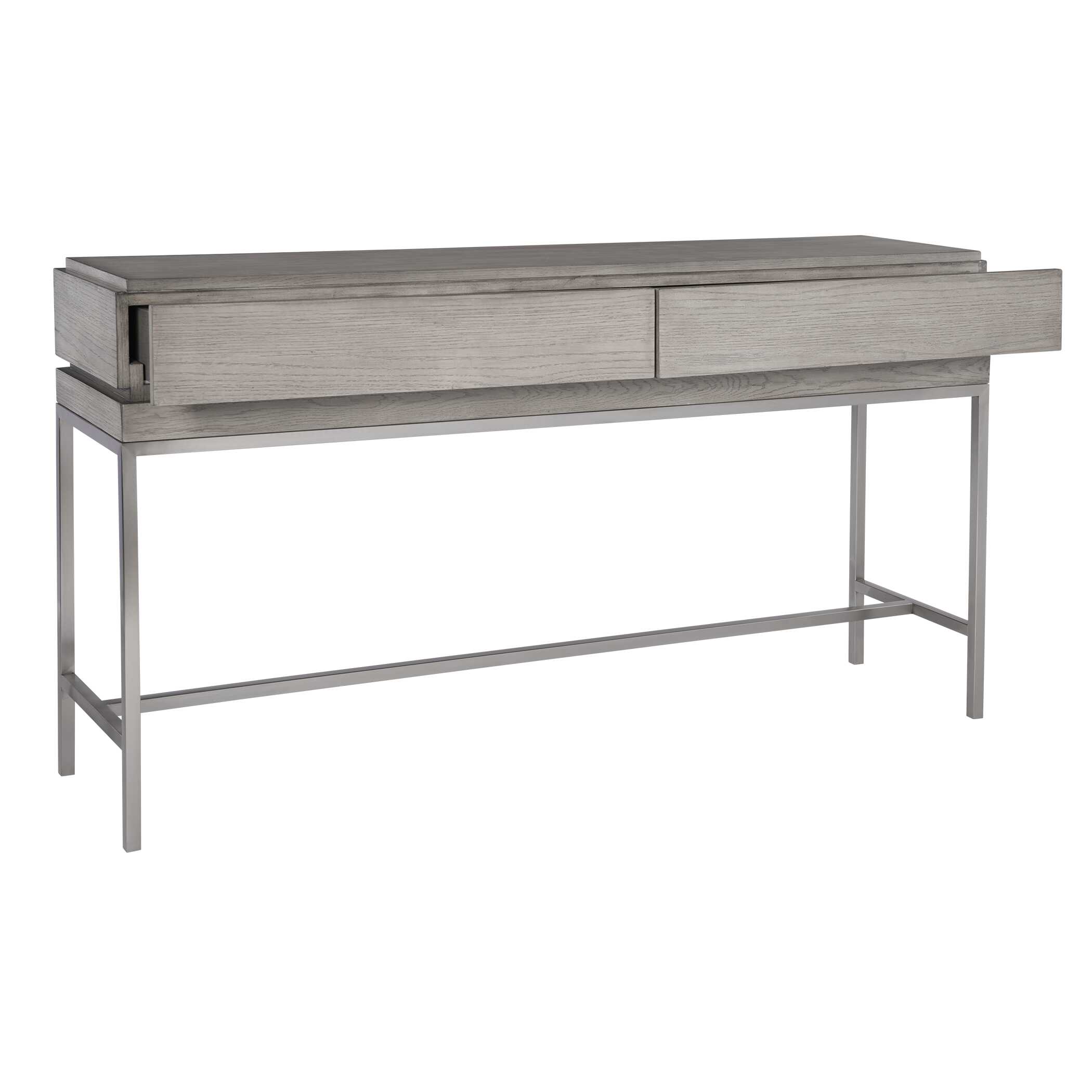 Kamala Gray Oak Console Table, Furniture by Uttermost, 54" width x 30" height x 13.5" depth View 6