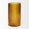 Dawn 11.4' Ribbed Amber Glass Vase, by Mercana, 6.1" length x 6.1" width x 11.42" height thumbnail 3