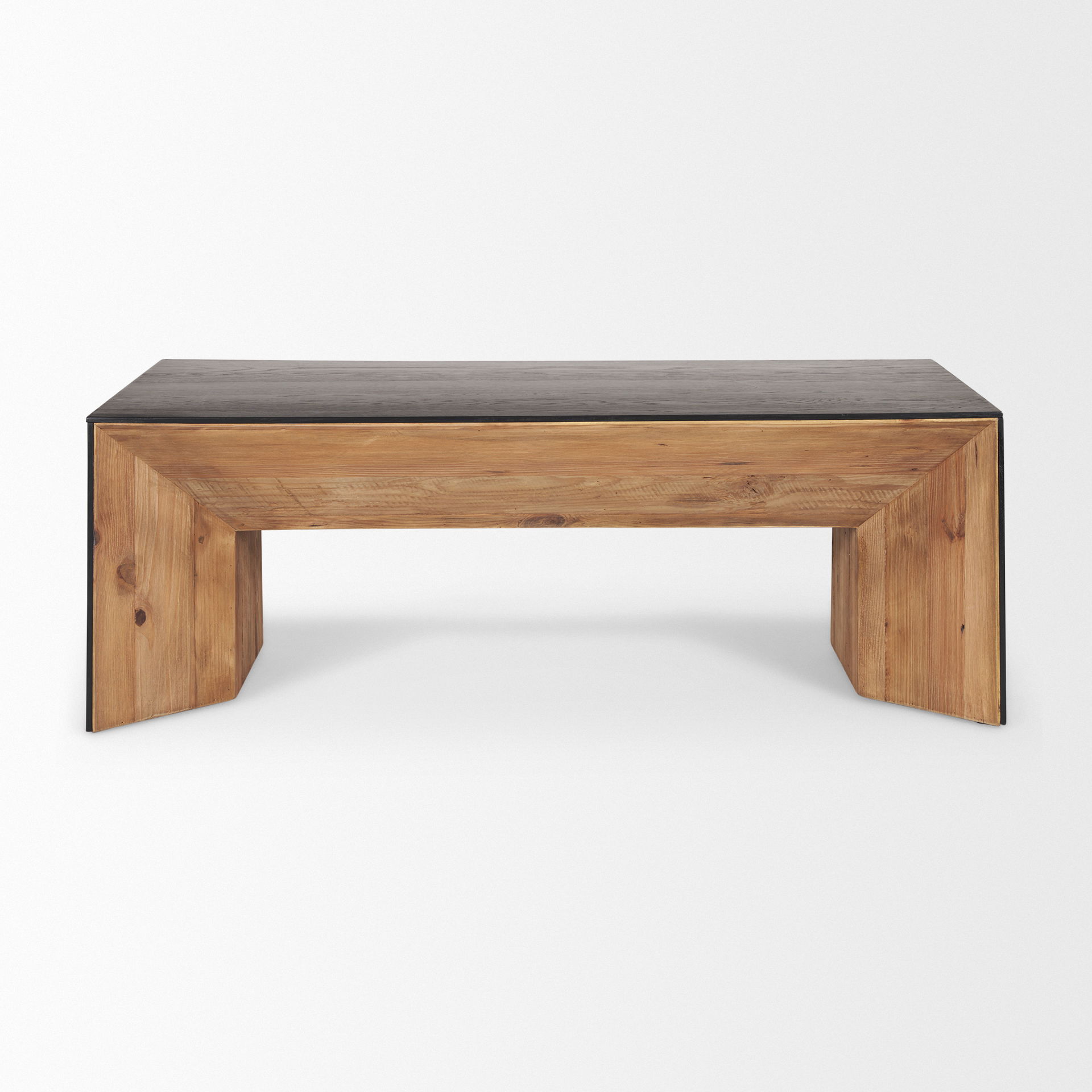 Tabor Natural Wood with Black Oak Waterfall Coffee Table large image 