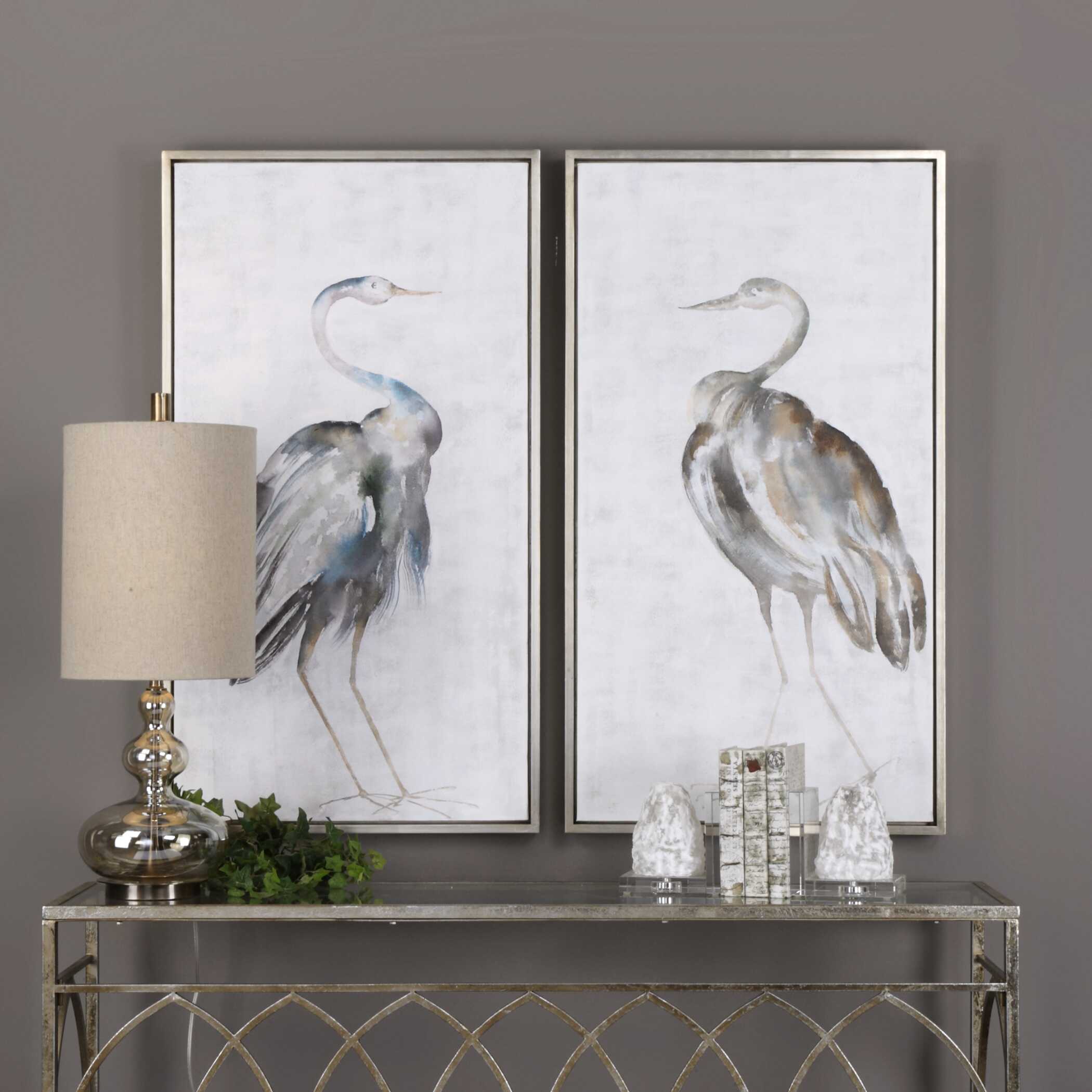 Summer Birds Framed Art Set/2, Painting by Uttermost, 25.75" width x 46.75" height x 1.75" depth View 2