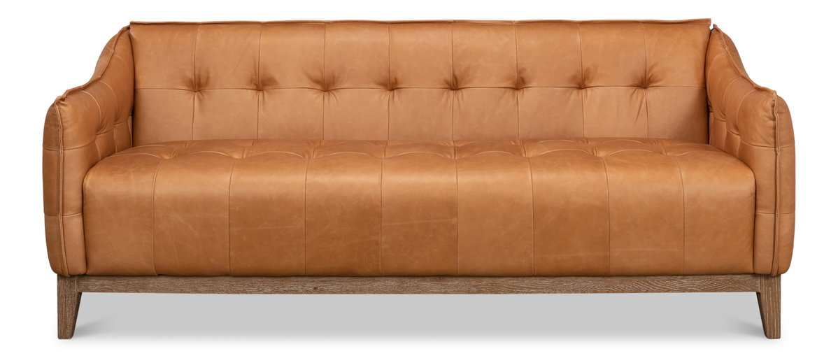 Isaac Leather Sofa, by Sarreid, 2'6" length x 6'5" width x 2'7" height View 2