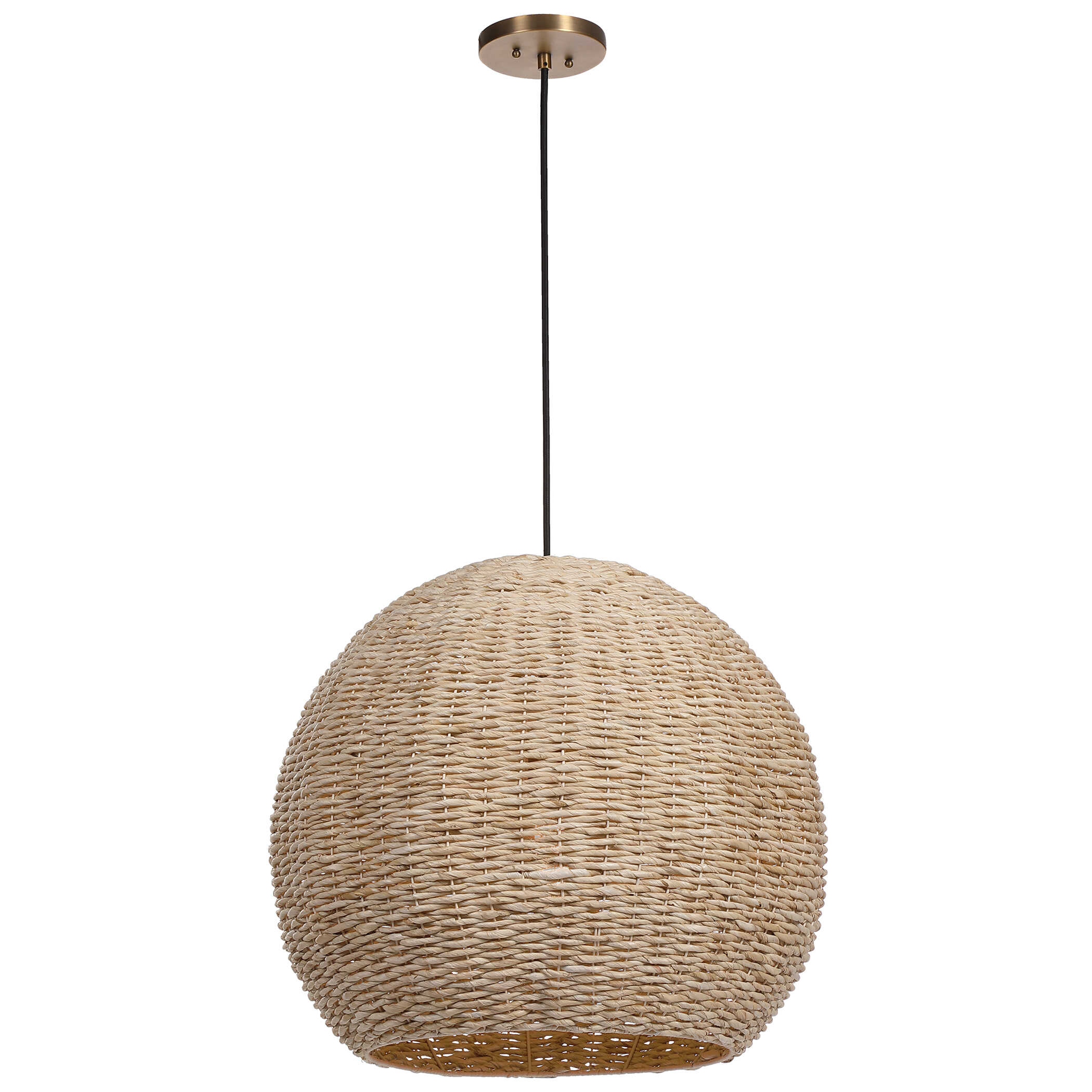 Seagrass 1 Light Dome Pendant, Ceiling Light by Uttermost, 24" width x 21.75" height x 24" diameter View 4